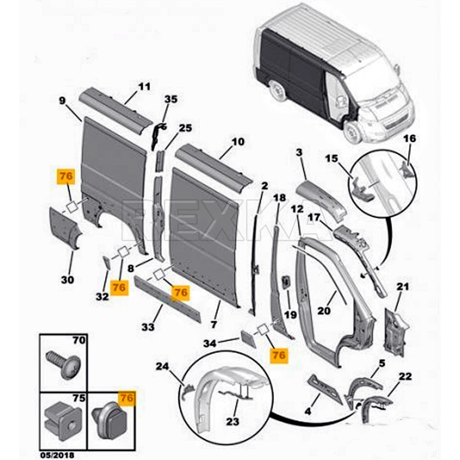 Rexka 50Pcs Back Door Trim Moulding Clip Compatible With Ram Chrysler 68093998Aa Dodge Ram Promaster 2014 - On 68093998-Aa