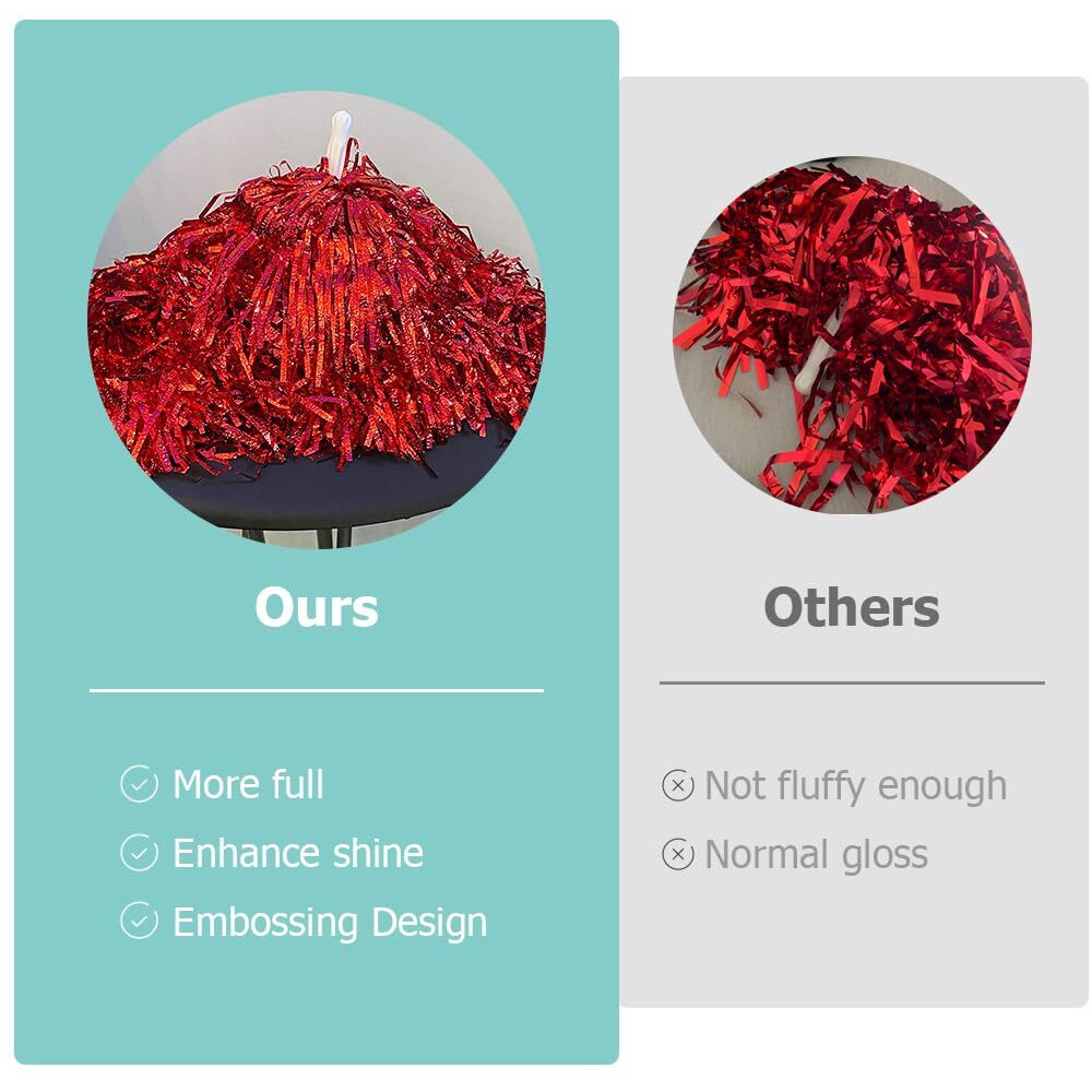 Hooshing 24Pcs Purple And Gold Pom Poms Cheerleading Metallic Foil With Baton Handle Cheerleader Pompoms For Sports Spirited Party Dancing Cheer Squads