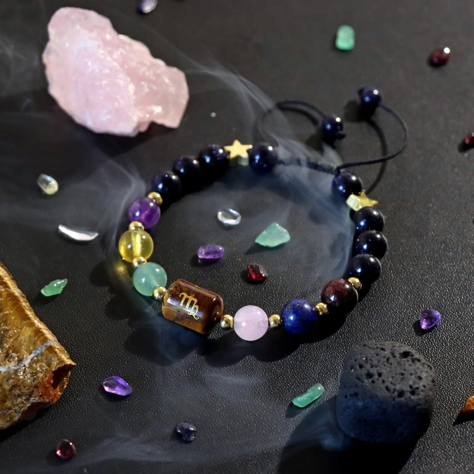 Golbaljew Virgo Zodiac Bracelets Healing Crystal 12 Constellations Protection Stone Beads Bracelet For Women Birthday Zodiac Gifts Horoscope Spiritual Jewelry