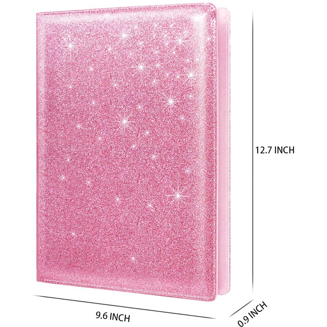 Waveyu Padfolio Business/Resume Portfolio Folder  Leather Interview Portfolio Business Portfolio Portfolio Organizer With Legal Pad Folder Clipboard Interview Folder For Men/Women  Glitter Pink