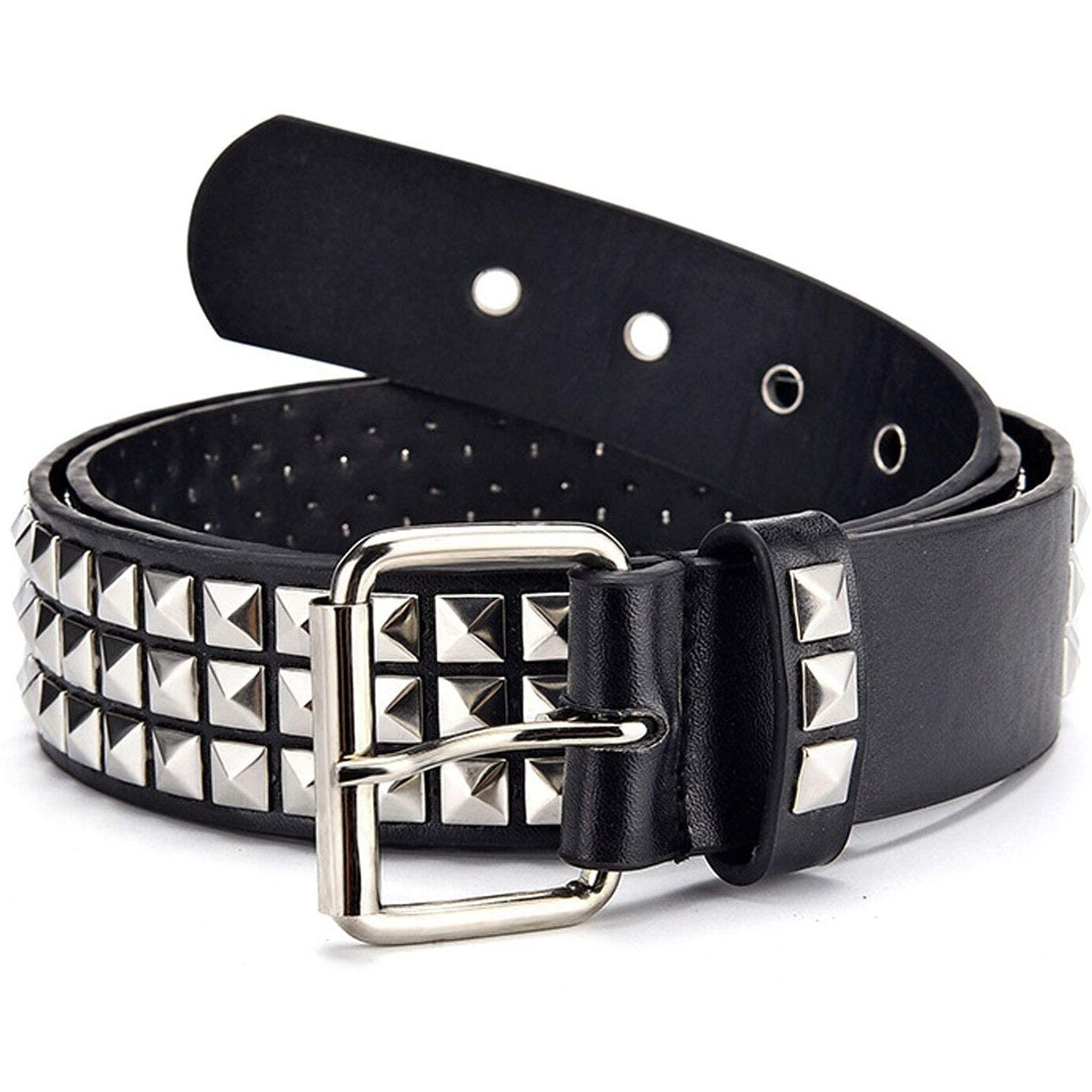 Snceaw Studded Belt  Metal Punk Rock Rivet Belt With Bright Pyramid Studded For Women Men (Gold  Fit Pant 31-36 Inch)