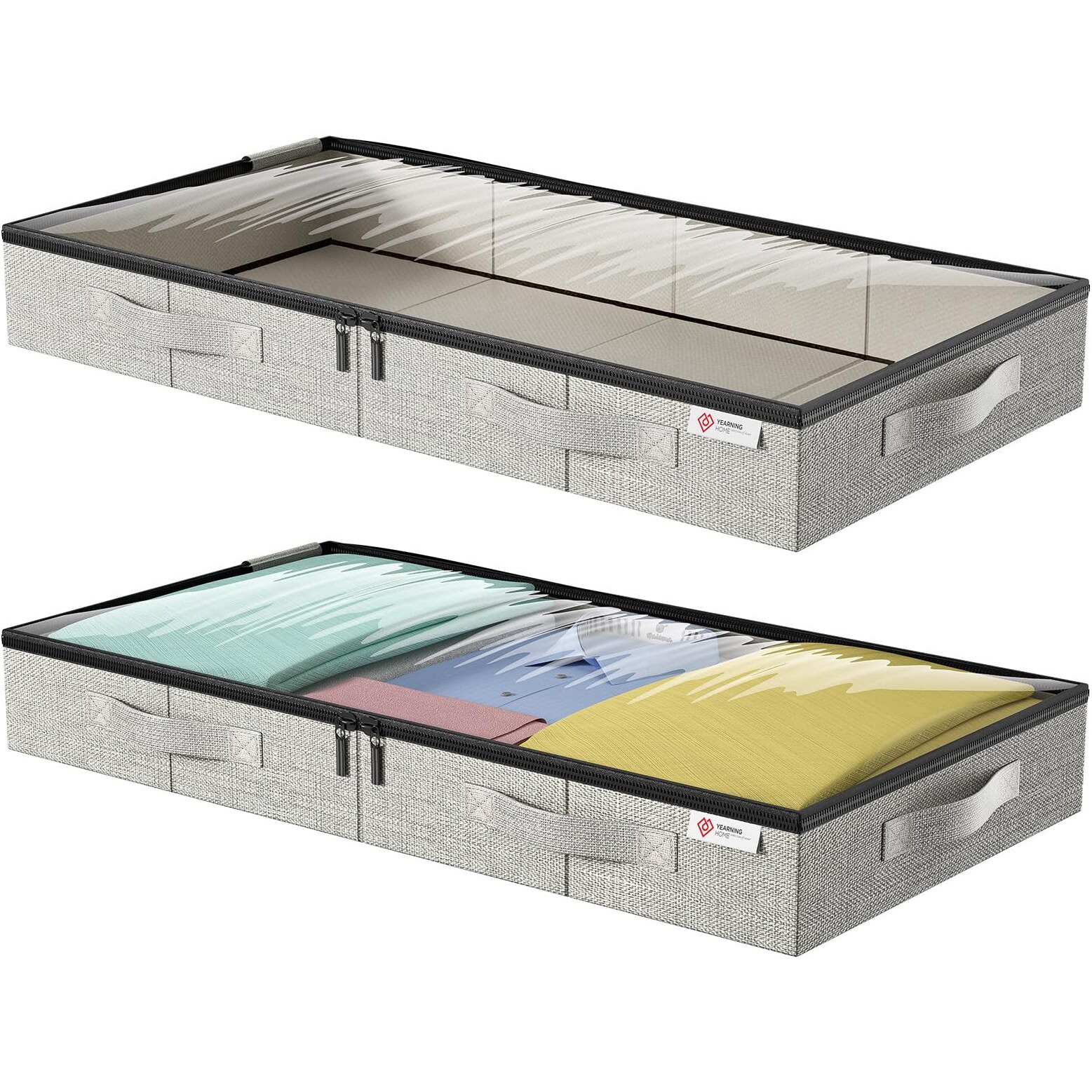 4.5 Inches Under Bed Storage Containers  2Pack Low Profile Underbed Storage Box With Sturdy Sidewalls/Bottom And Lids For Clothes  Blanket  Pillows And Shoes  Thick Fabric With Sturdy Structure