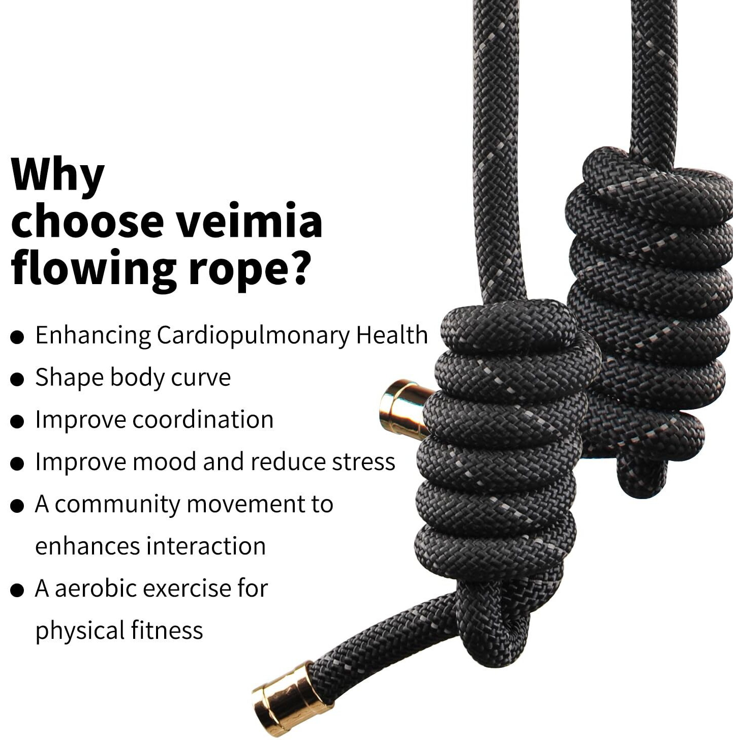 Veimia Flow Rope For Fitness High Performance Double Woven Workout Rope Adjustable Flow Jump Rope For Men Women Training Indoor Outdoor Cardio Exercise Rope For Beginner