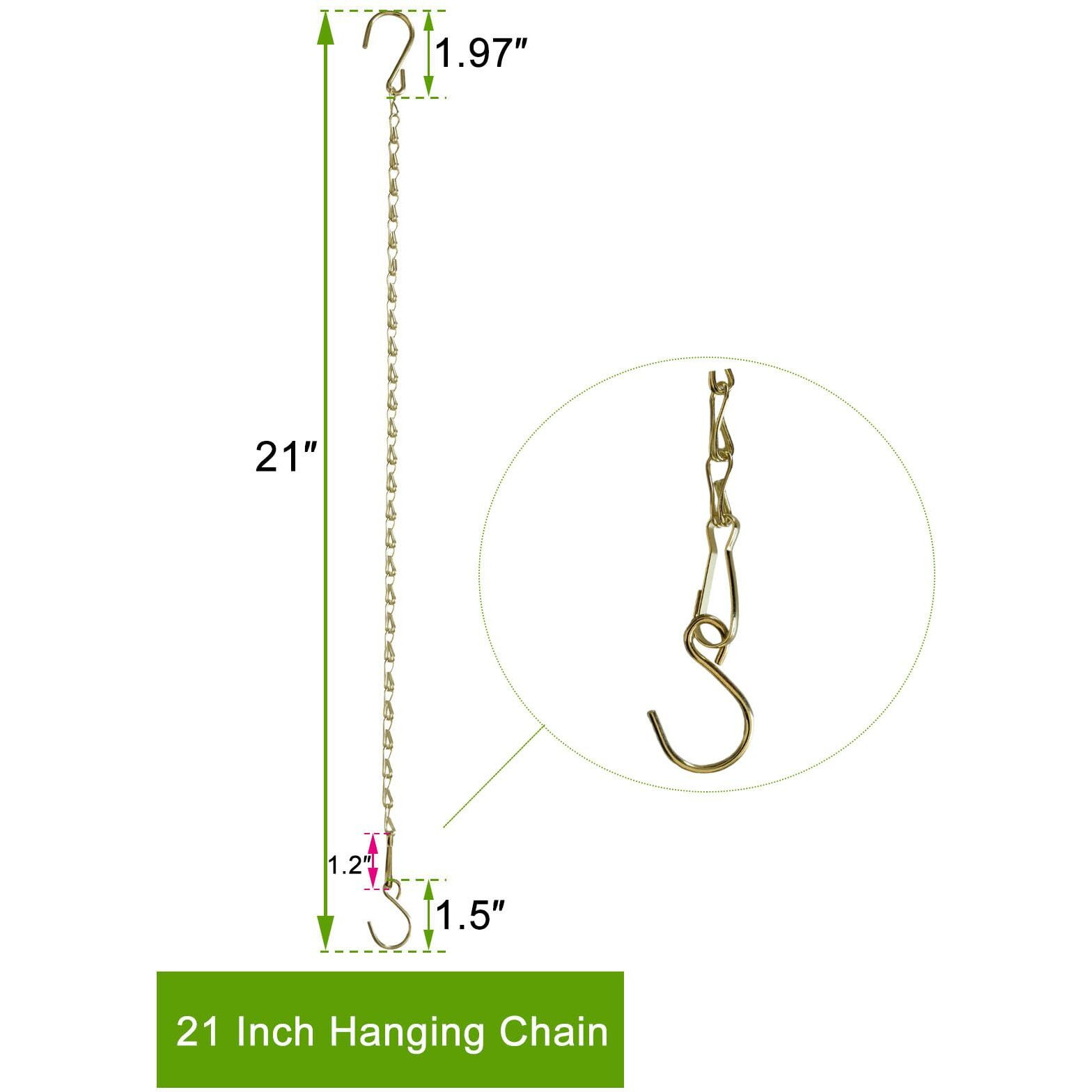Sersberg Chain For Hanging Plants 21 Inch Gold Hanging Chain  Small Hanging Basket Chain Kits With Hooks For Bird Feeder Hanging Basket Extender Porch Wind Chime (Gold  21 Inch-6Pcs)