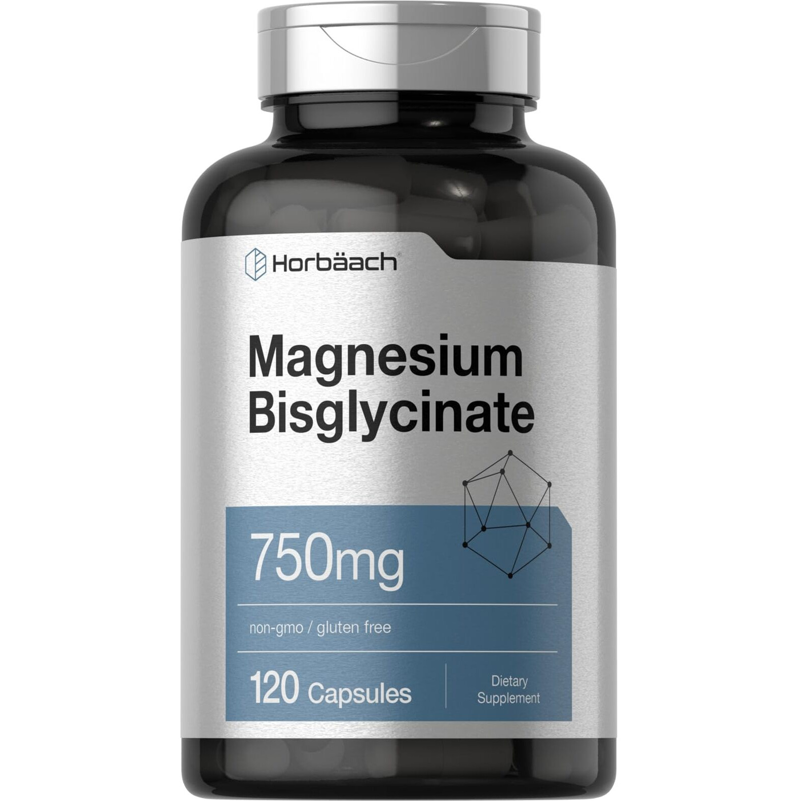 Horbach Magnesium Bisglycinate | 120 Capsules | 750Mg | Non-Gmo And Gluten Free Supplement