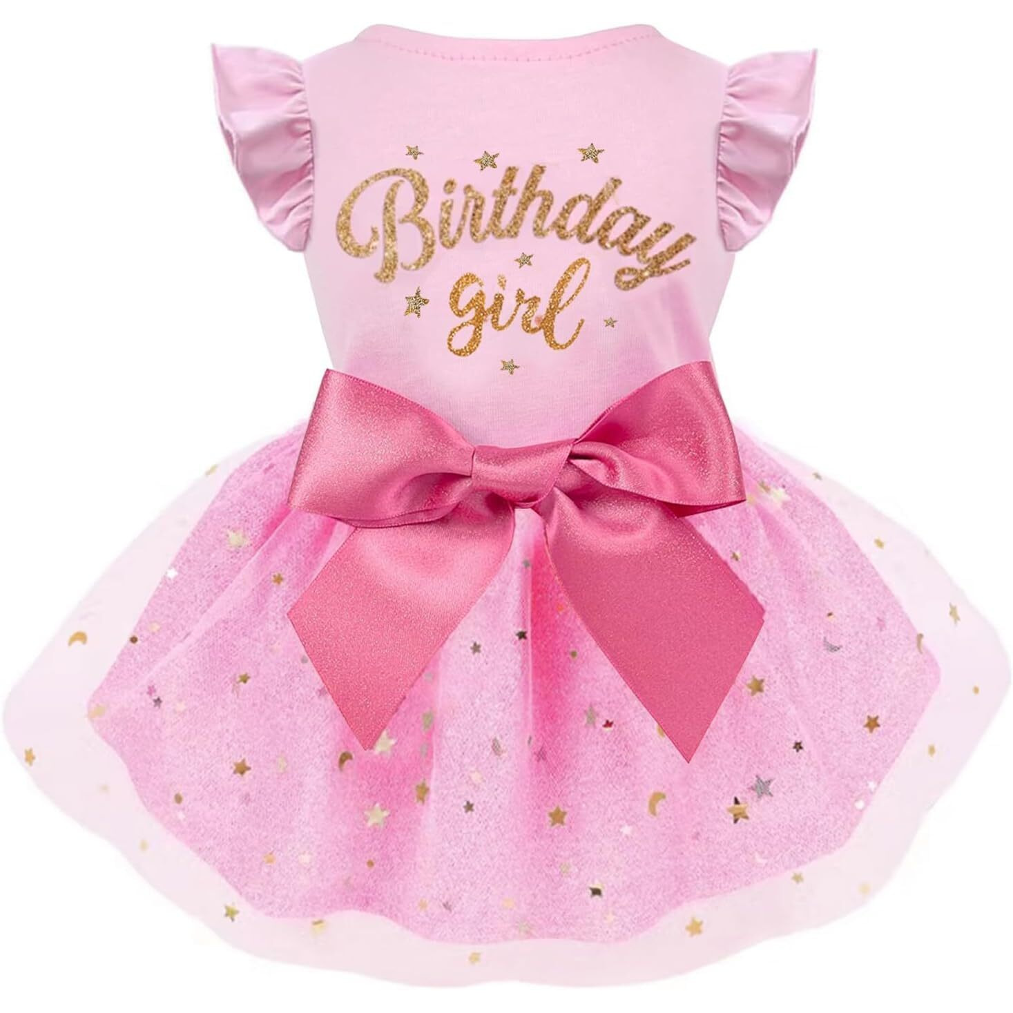 Otunrues Dog Birthday Dress Tulle With Big Bowknot Princess Dog Birthday Outfit Girls Doggie Dresses Clothes Small Pink S