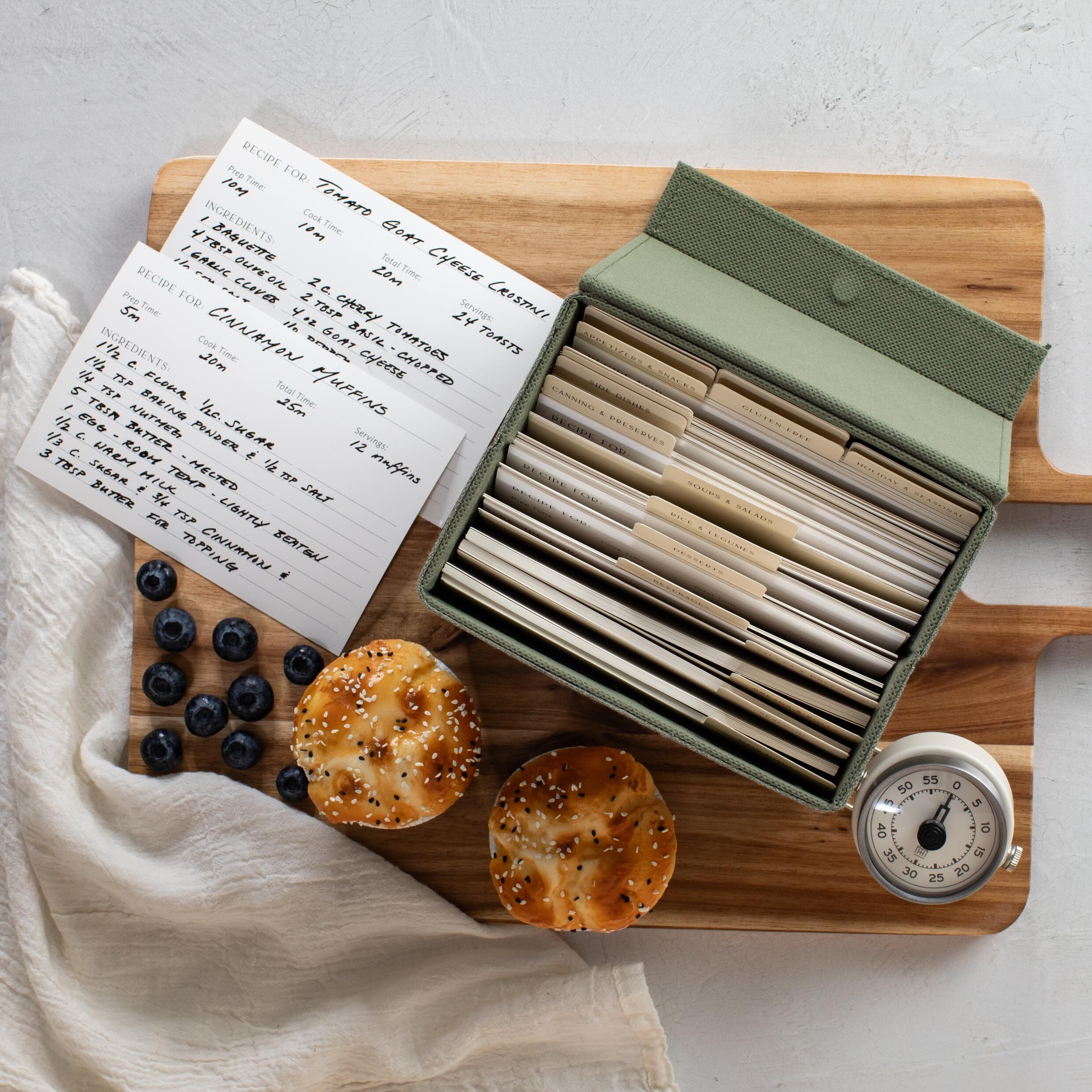 Zicoto Beautiful Linen Recipe Box - Fits 4X6 Inch Recipe Cards To Easily Organize Up To 250 Recipes - A Sturdy Card Holder And Great Gift That Perfectly Fits Into Any Kitchen - Cards Not Incl.