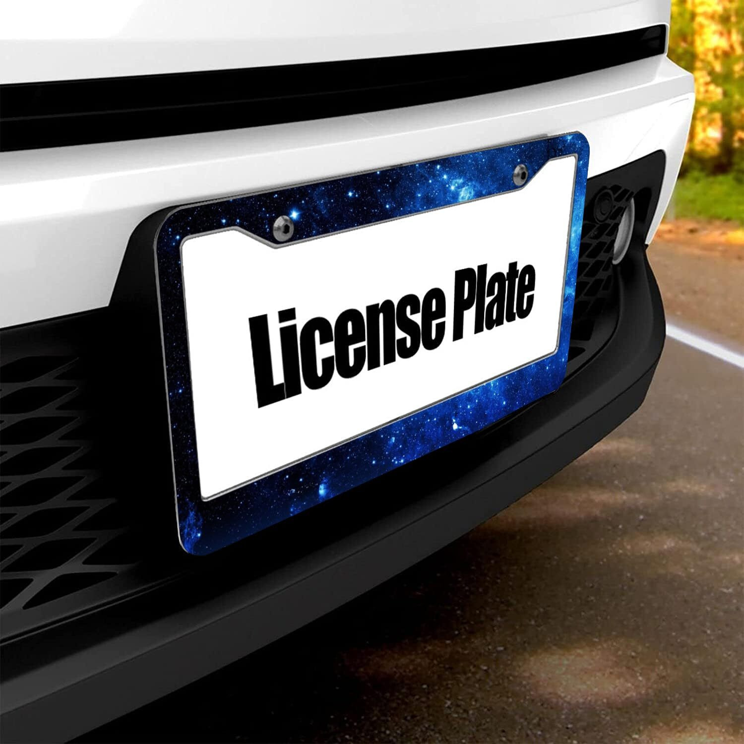 Floral Flowers License Plate Frame Cute Colorful Flowers Car Accessories Decoration License Plate Holder For Front Rear Car Tag Cover 2 Holes Screws (White)