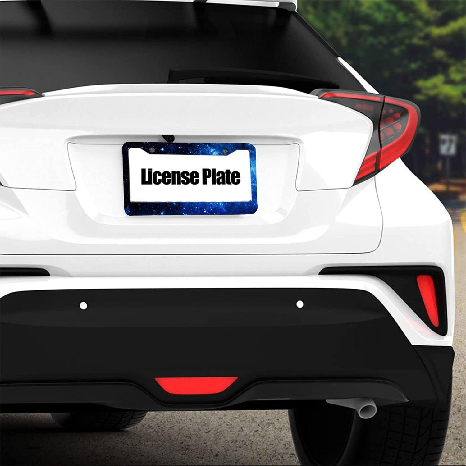 Floral Flowers License Plate Frame Cute Colorful Flowers Car Accessories Decoration License Plate Holder For Front Rear Car Tag Cover 2 Holes Screws (White)
