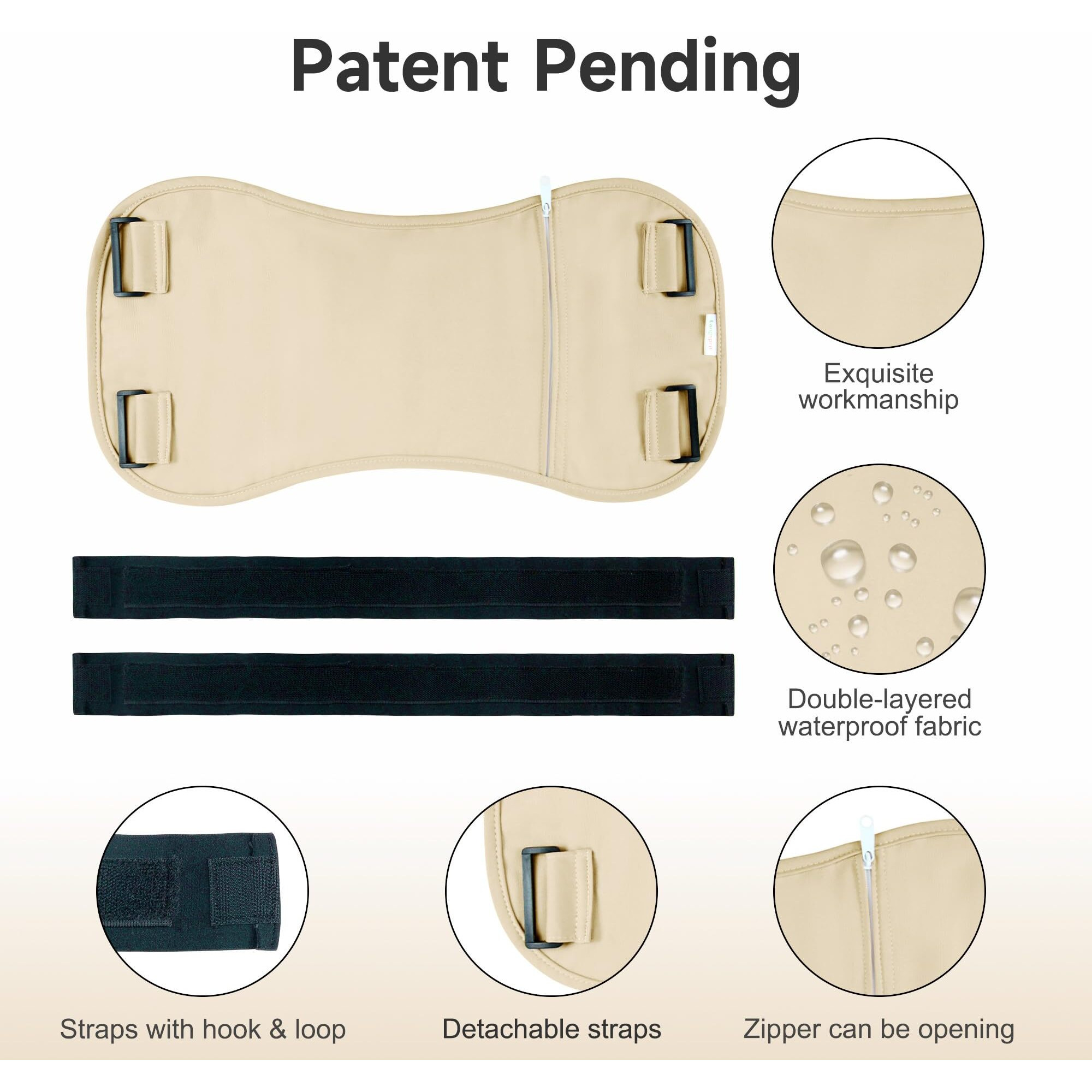 Langsprit Organic Cotton Castor Oil Pack Wrap - Reusable Castor Oil Pads Pack Compress For Liver & Stomach Detox - Beige