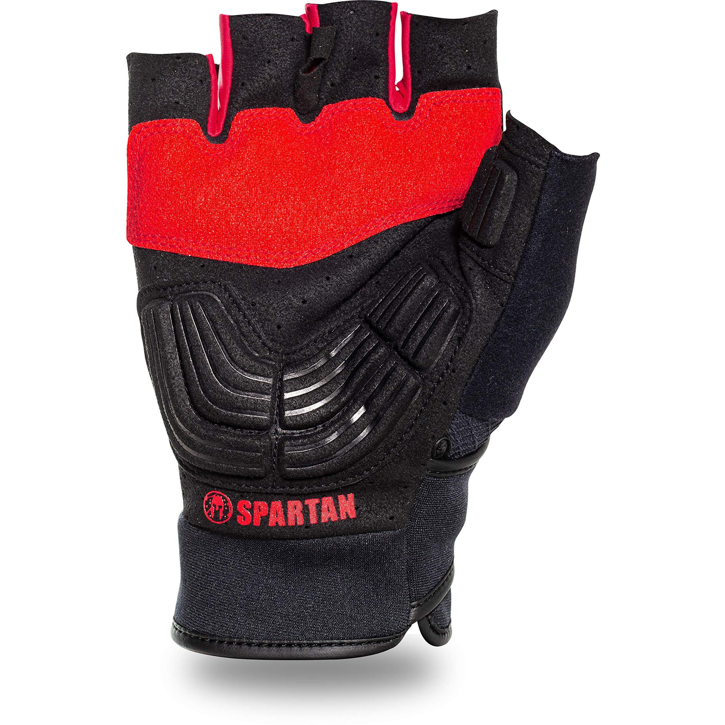 Franklin Sports Spartan Race Gloves - Mens + Womens Ocr Obstacle Course Grip Gloves - Pair - Black/Red - Adult Small - Multi Sport