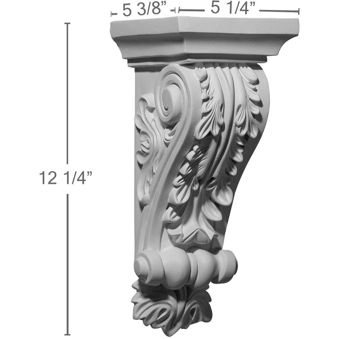Ekena Millwork Cor05X05X12Da 5 1/4-Inch W X 5 3/8-Inch D X 12 1/4-Inch H Damon Corbel