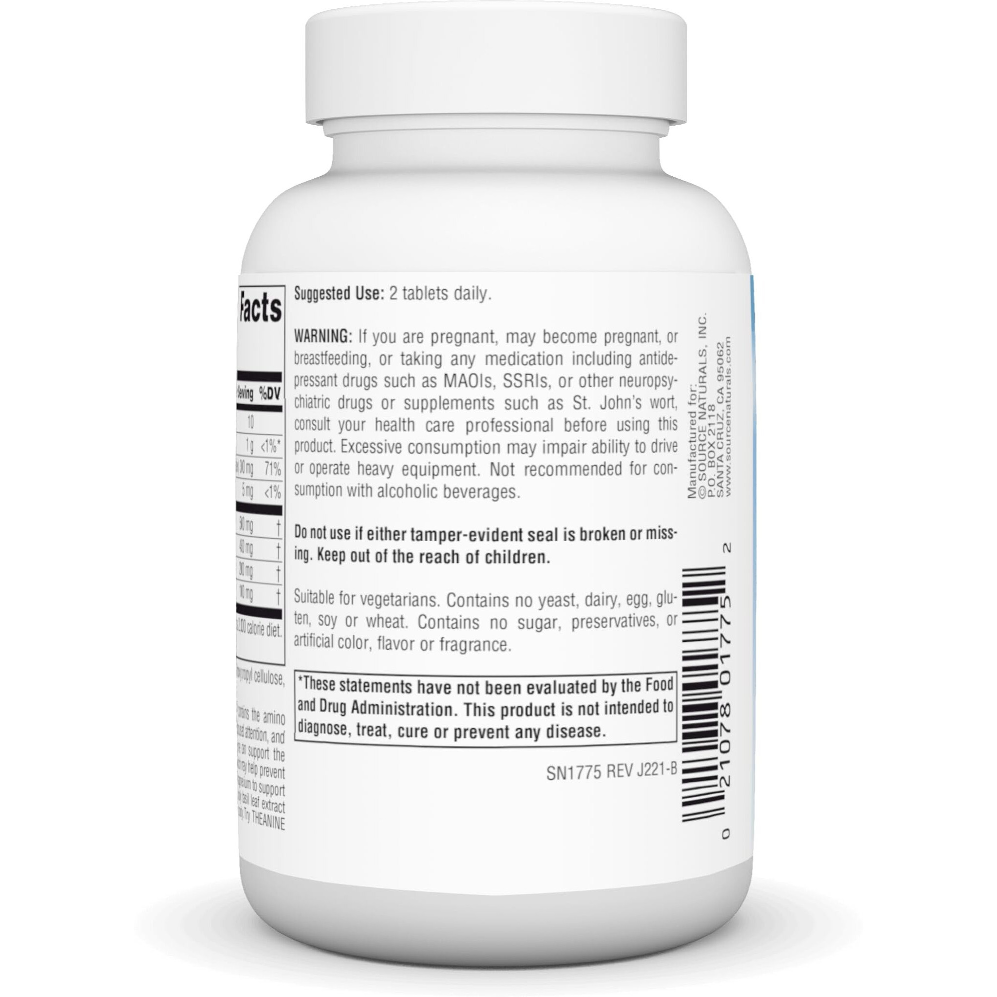 Source Naturals Serene Science L-Theanine With Magnesium And Gaba - 60 Tablets