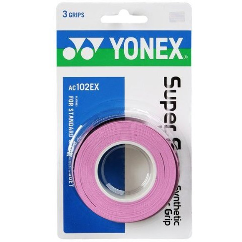 Yonex Overgrip Super Grap 3 Pack - Tennis  Badminton  Squash - Choice Of Colors (French Pink)