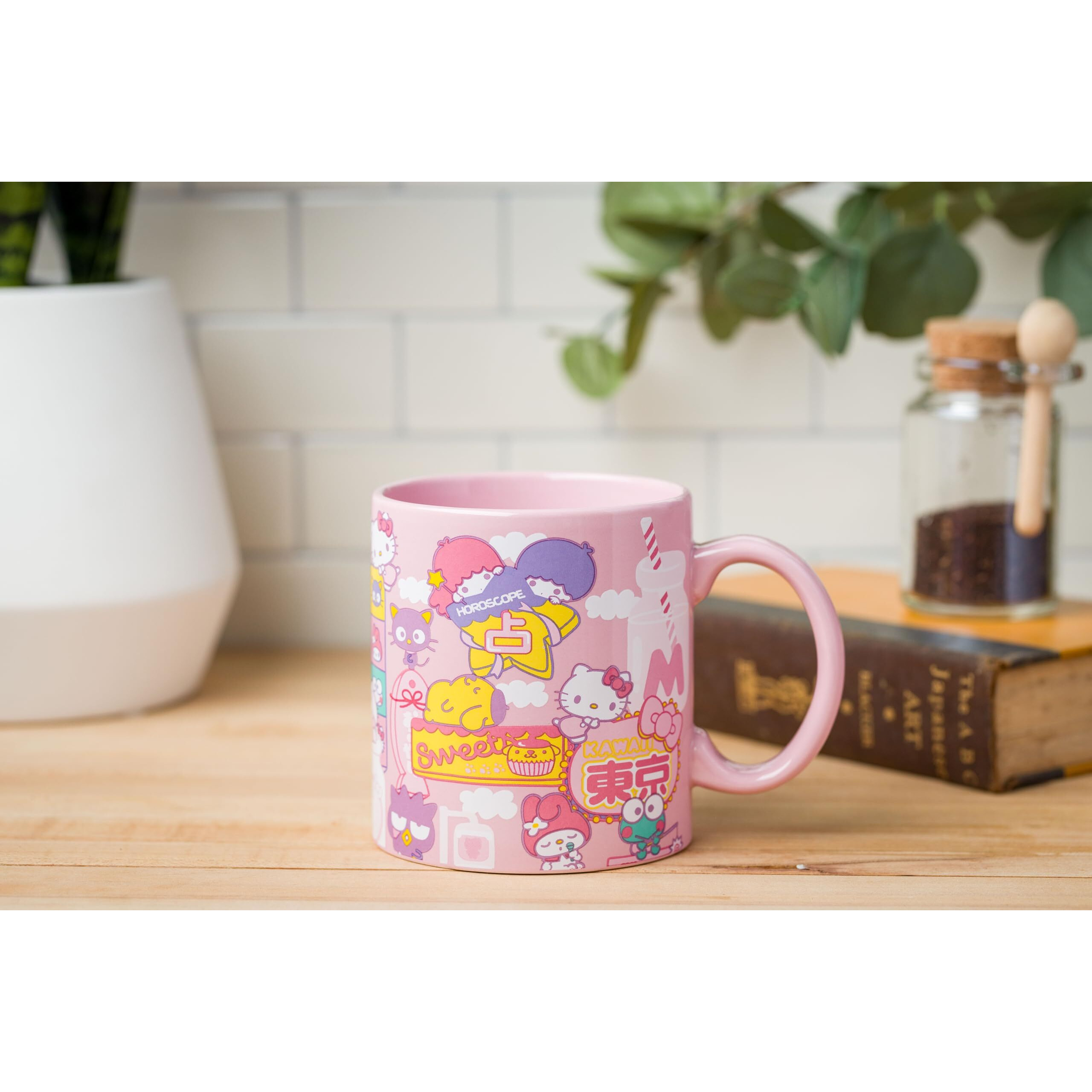 Silver Buffalo Sanrio Hello Kitty And Friends Kawaii Tokyo Theme Featuring Little Twin Stars  Chococat  My Melody  Keroppi  Badtz-Maru  And Pompompurin Ceramic Mug  20 Ounces