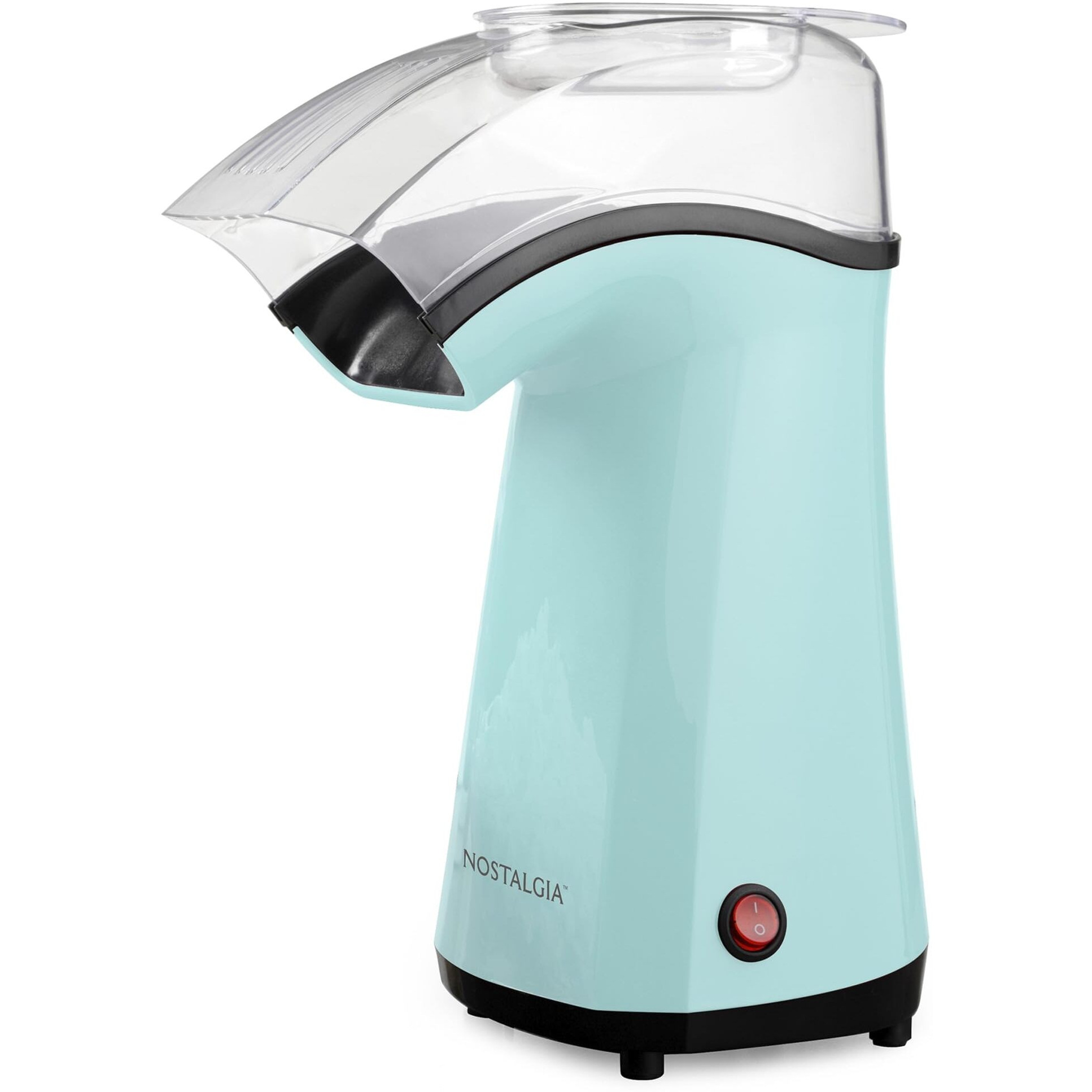 Nostalgia Popcorn Maker  16-Cup Healthy Hot Air Popcorn Machine  Oil Free  Kernel Measuring Cup And Butter Melting Tray  Aqua