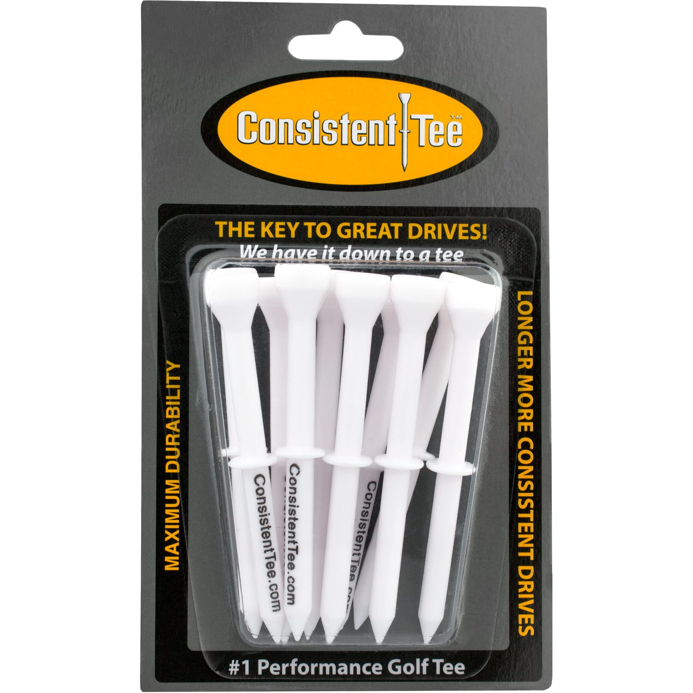 Consistent Tee 3 1/4"" Pack Of 10 Durable  Biodegradable Tees For Perfect Height And Position (White)