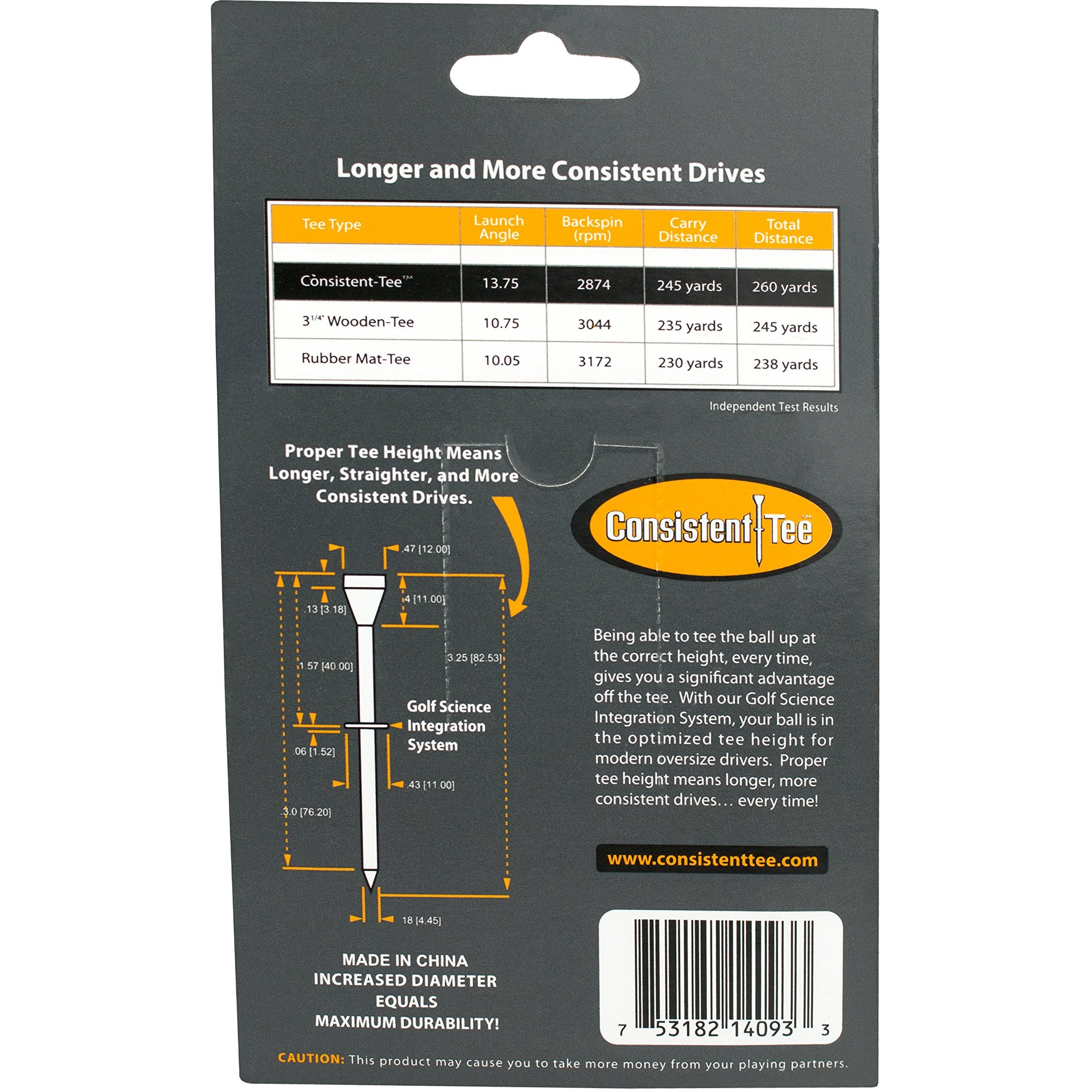 Consistent Tee 3 1/4"" Pack Of 10 Durable  Biodegradable Tees For Perfect Height And Position (White)