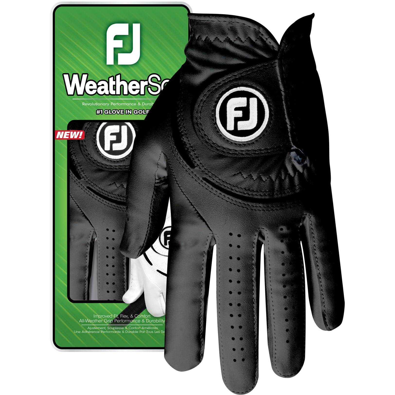 Footjoy Men's Weathersof Golf Glove  Black  Cadet X-Large  Worn On Left Hand
