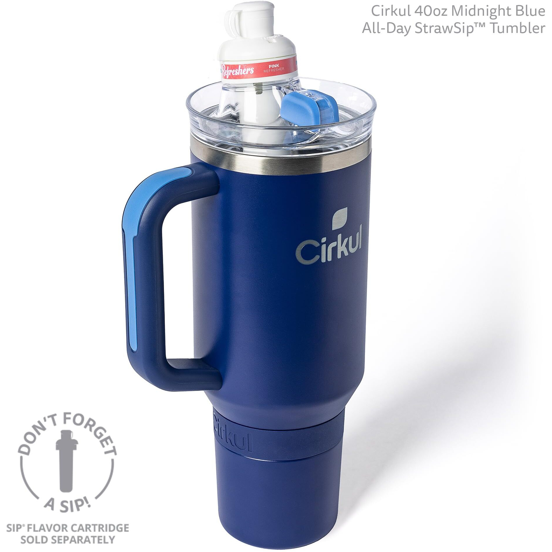 Cirkul 40Oz. Midnight Blue Stainless Steel Tumbler With Handle  All-Day Strawsip  Double-Wall Insulated
