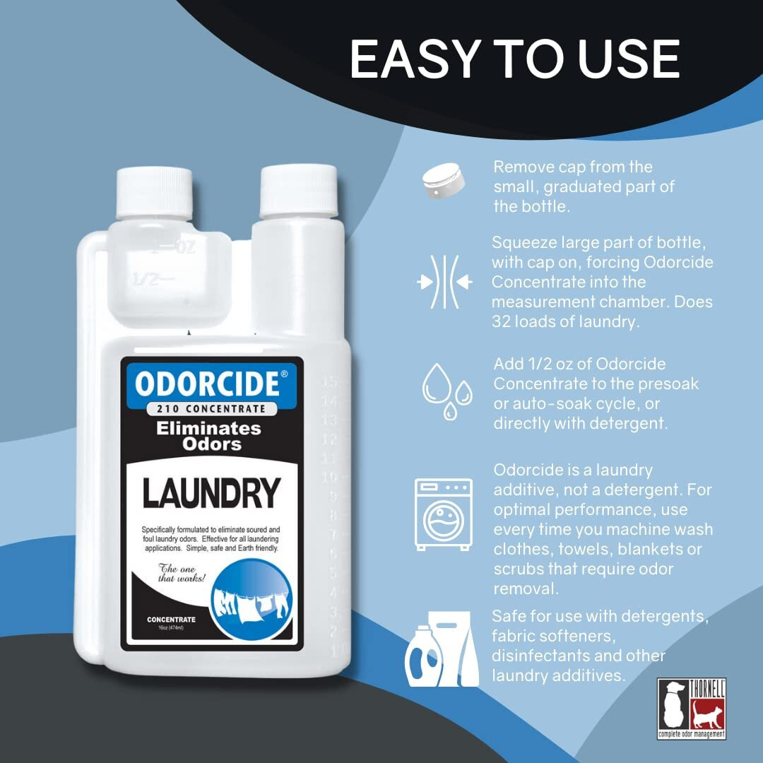 Odorcide Concentrated Fresh Linen Scent Laundry Odor Eliminator For Strong Odor  All Laundry Uses - Safe  Non-Enzymatic Odor Neutralizer - Laundry Odor Remover For Smoke  Sweat & Pet Odors (16Oz)