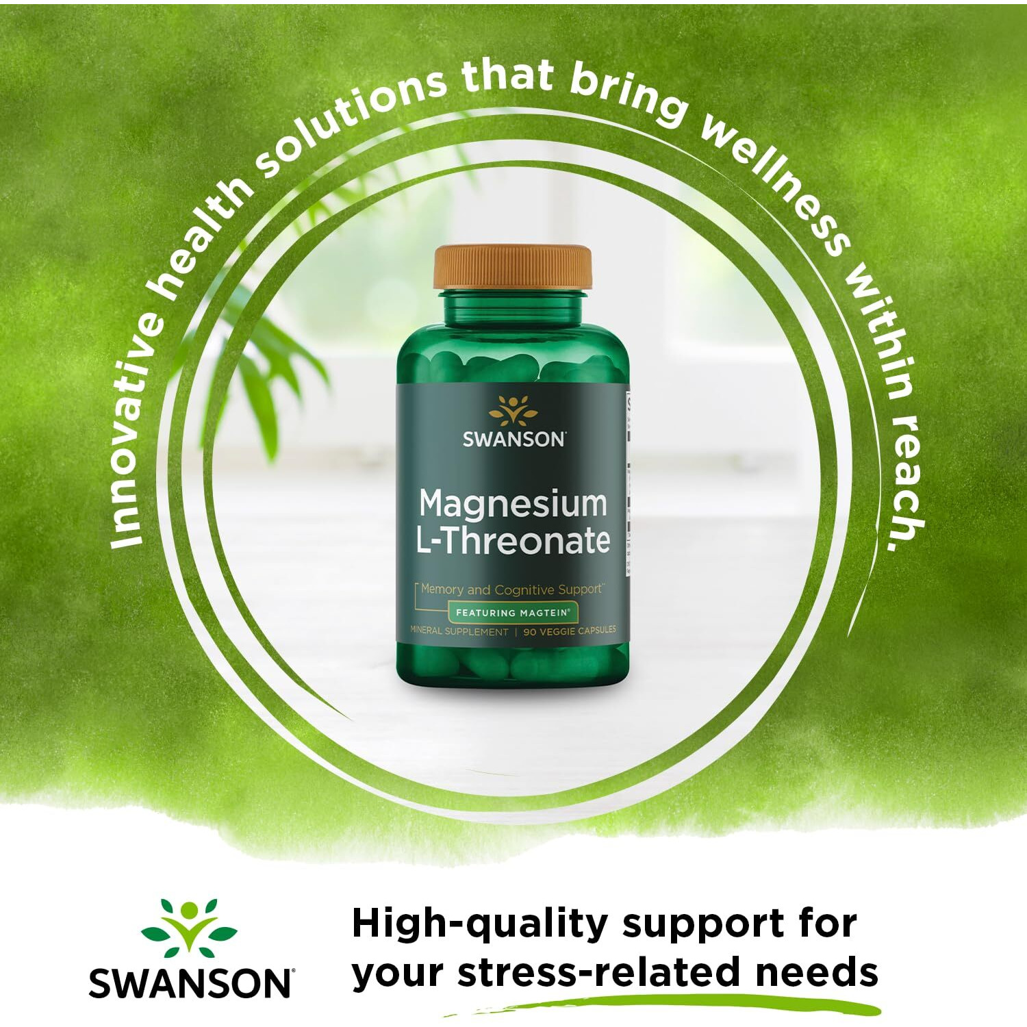 Swanson Magnesium L-Threonate - Mineral Supplement Promoting Nervous System Health - May Support Cognitive Health  Learning & Memory - (90 Veggie Capsules)