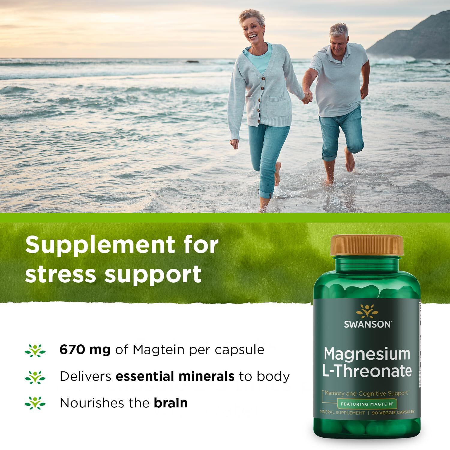 Swanson Magnesium L-Threonate - Mineral Supplement Promoting Nervous System Health - May Support Cognitive Health  Learning & Memory - (90 Veggie Capsules)
