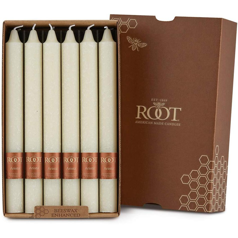 Root Candles Unscented Arista Timberline 9-Inch Dinner Candles  12-Count  Ivory