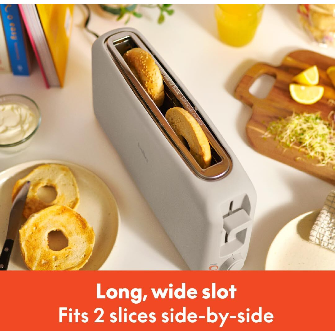 Bella 2 Slice Slim Toaster  Fits-Anywhere Kitchenware  6 Setting Shade Control With Reheat & Cancel Buttons  Removable Crumb Tray  10  Long Slot  Anti Jam & Auto Shutoff  900 Watt  Oatmilk