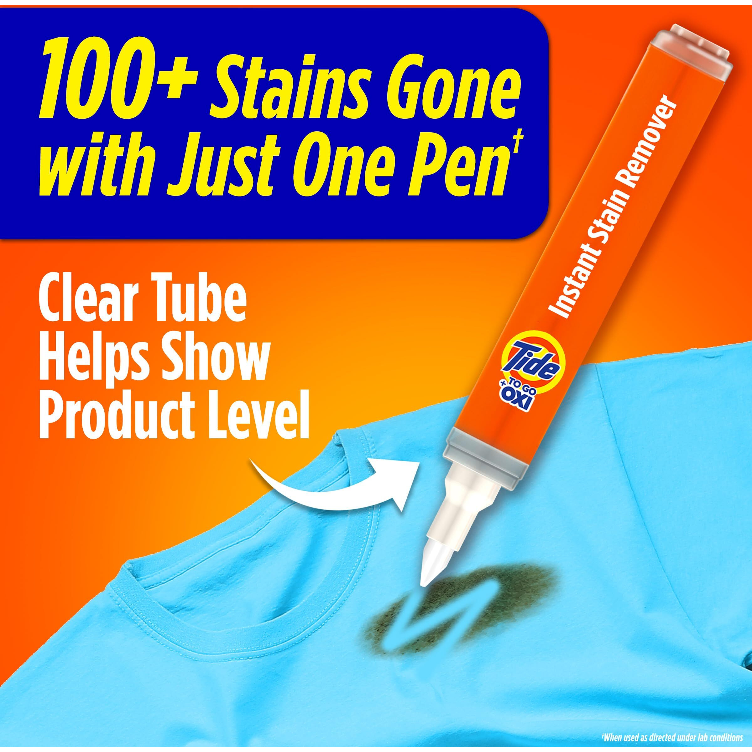 Tide Pen Stain Remover For Clothes  Tide To Go Pen  Instant Stain Remover Pen & Spot Cleaner  Portable & Travel-Friendly  Works On Food & Drink Stains  Fits In Purses & Bags  3 Count (Pack Of 1)