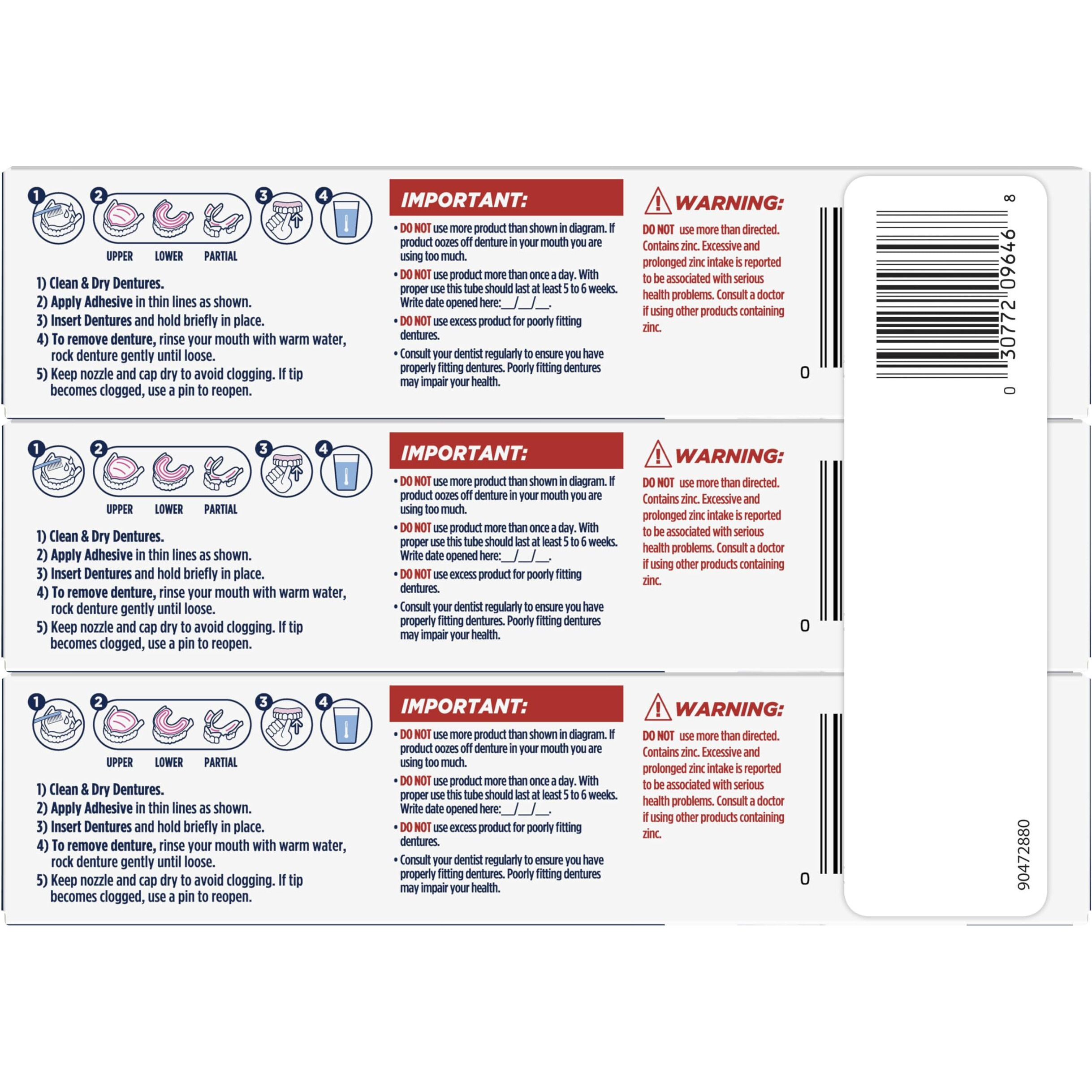 Fixodent Professional Ultimate Denture Adhesive Cream For Full And Partial Dentures  1.8 Oz  3 Pack