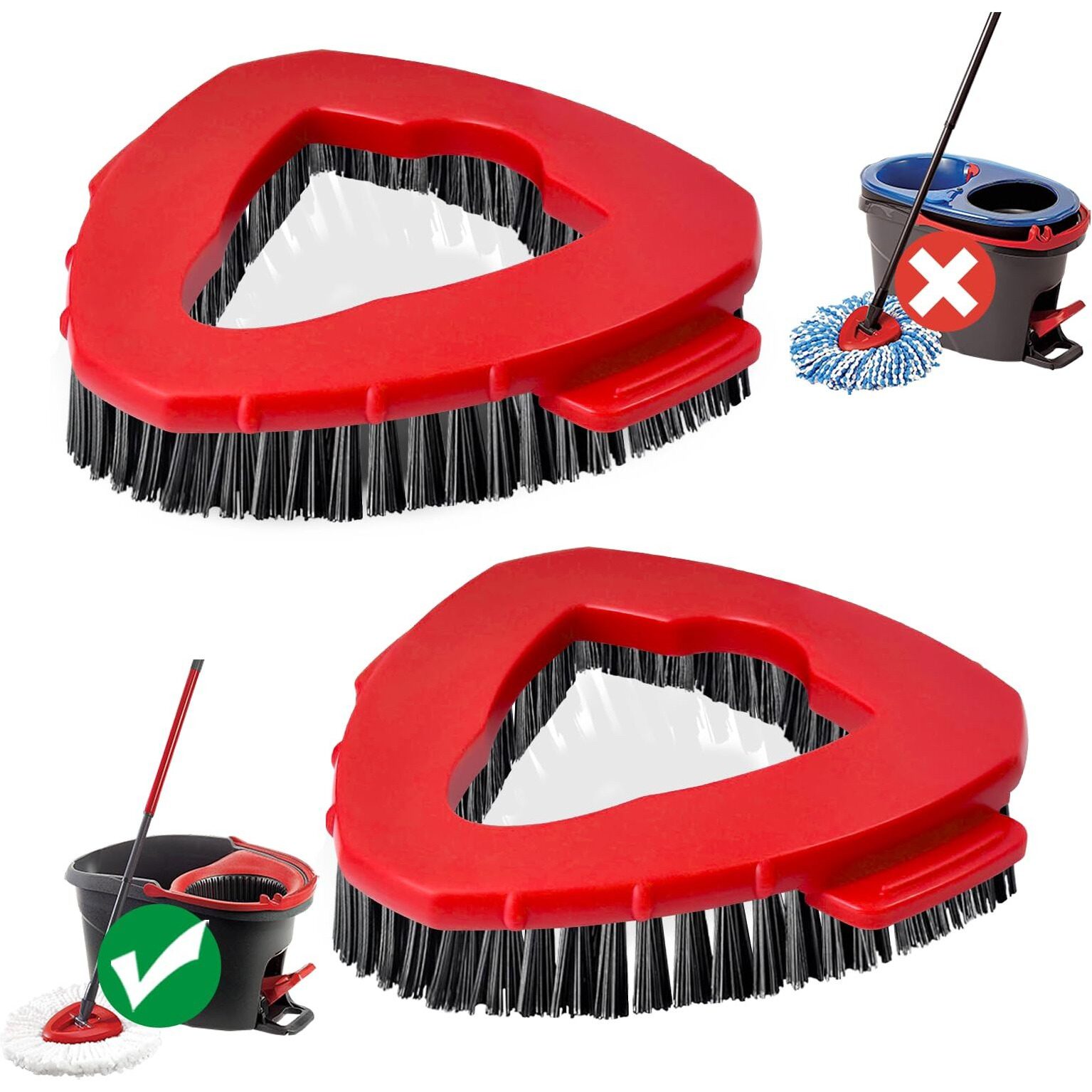 Scrub Brush  2 Pcs Spin Mop Scrub Brush Head Compatible For O Cedar Easywring 1-Tank System  Hard Bristle Cleaning Brush For Bathroom  Kitchen  Tub And Tile