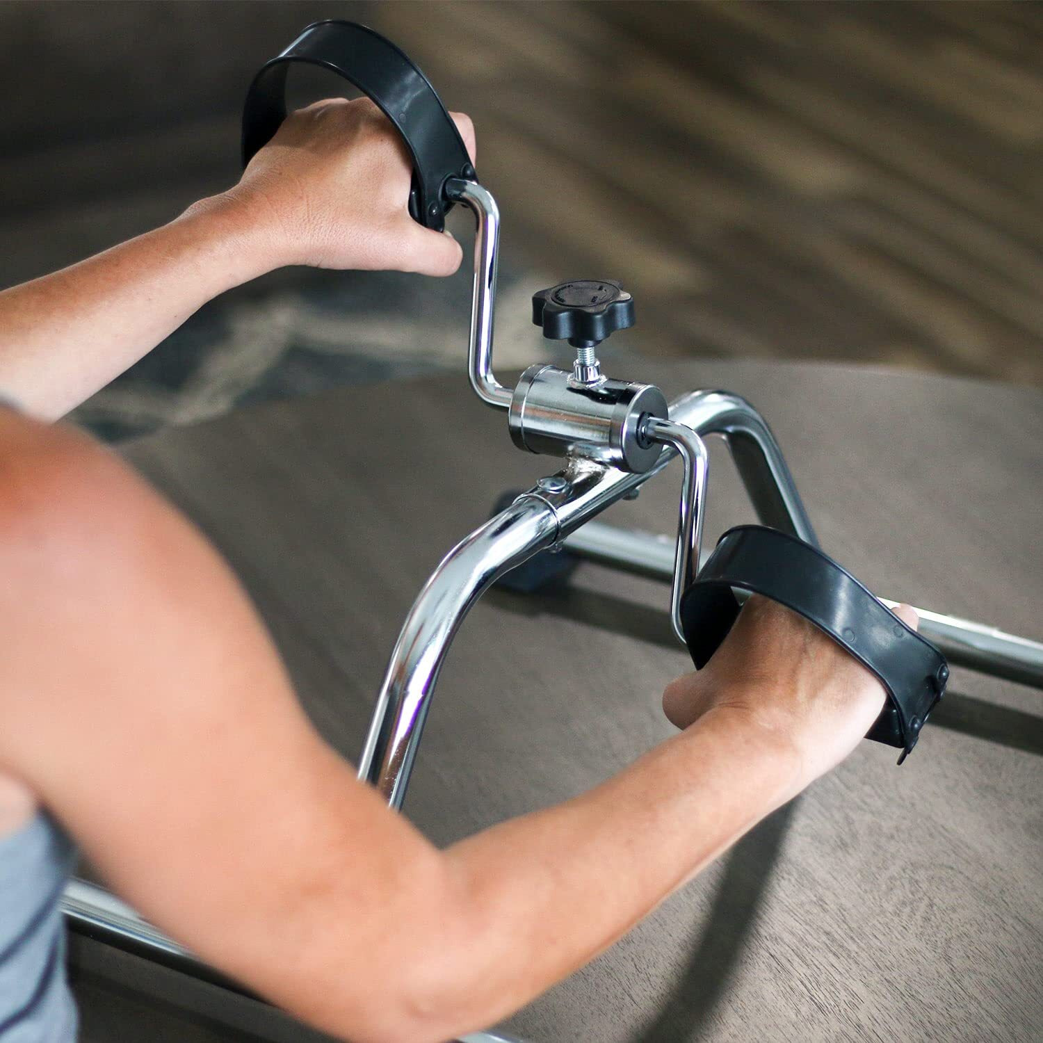 Dmi Portable Exercise Bike  Under Desk Bike Pedal Exerciser For Arms Or Legs Can Be Used As Workout Equipment Or Physical Therapy With Manual Tension Adjuster  Chrome