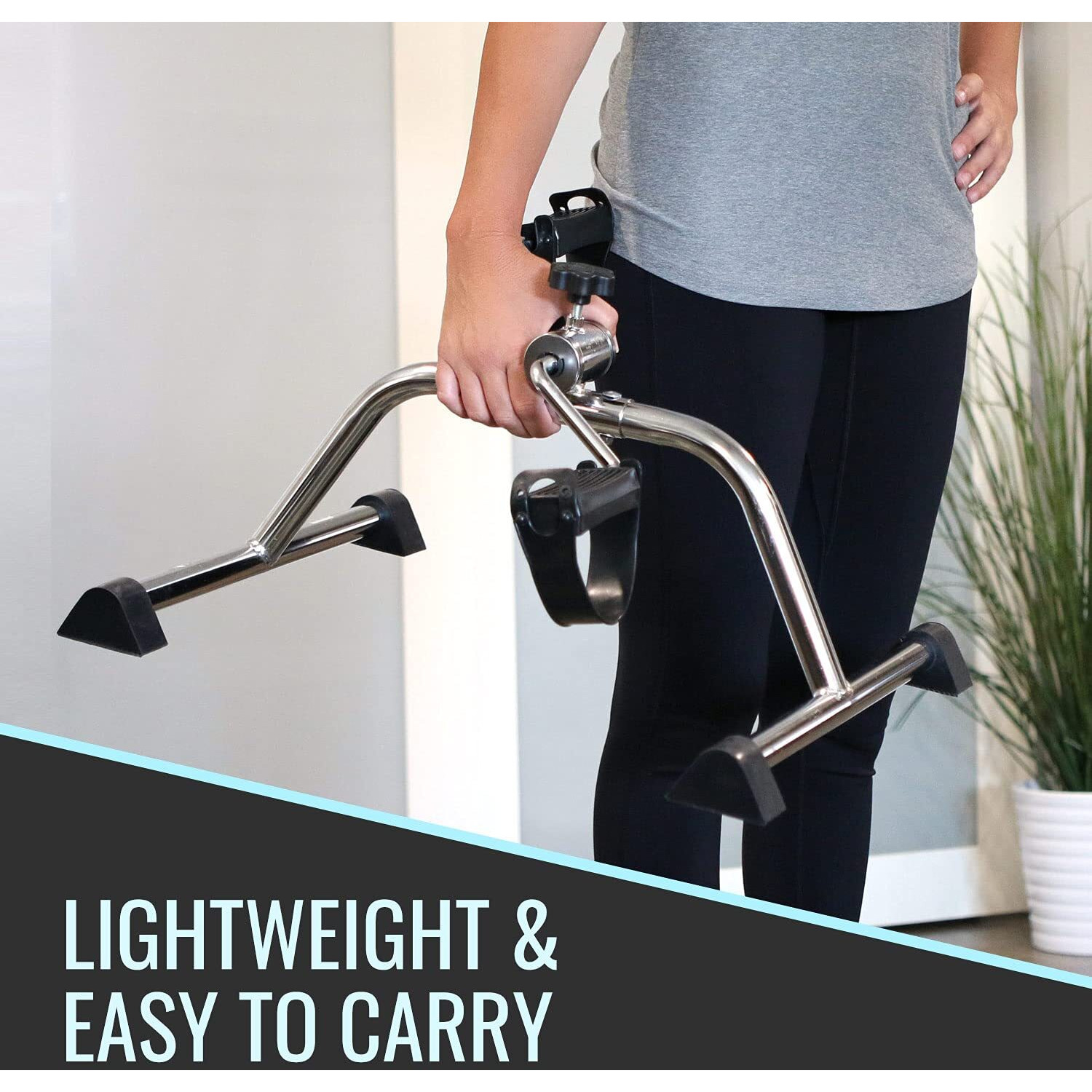 Dmi Portable Exercise Bike  Under Desk Bike Pedal Exerciser For Arms Or Legs Can Be Used As Workout Equipment Or Physical Therapy With Manual Tension Adjuster  Chrome