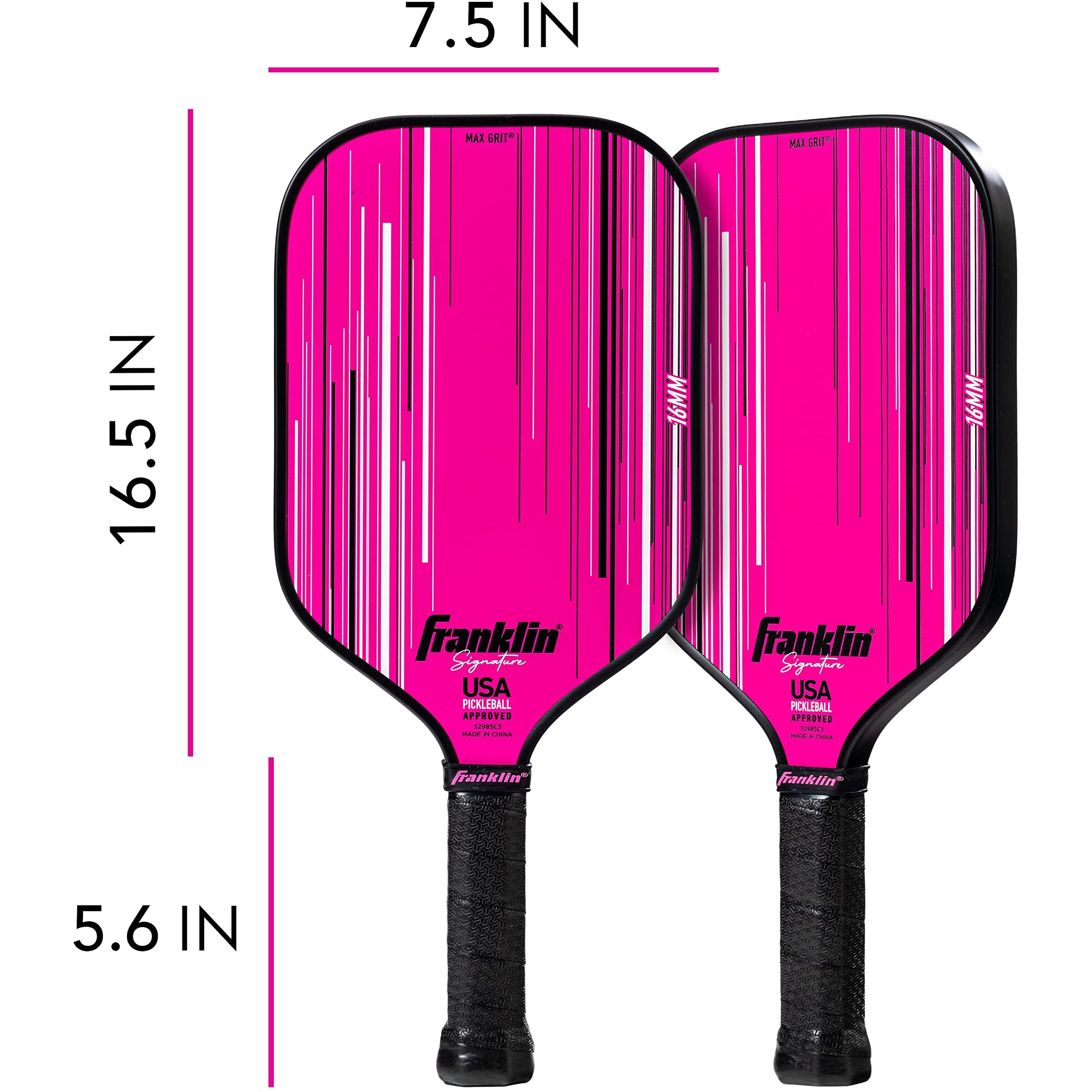 Franklin Sports Pro Pickleball Paddles - Signature Series Pro Paddle With Maxgrit Surface - Usa Pickleball (Usapa) Tournament Approved - 16Mm Polypropylene Core - Pink