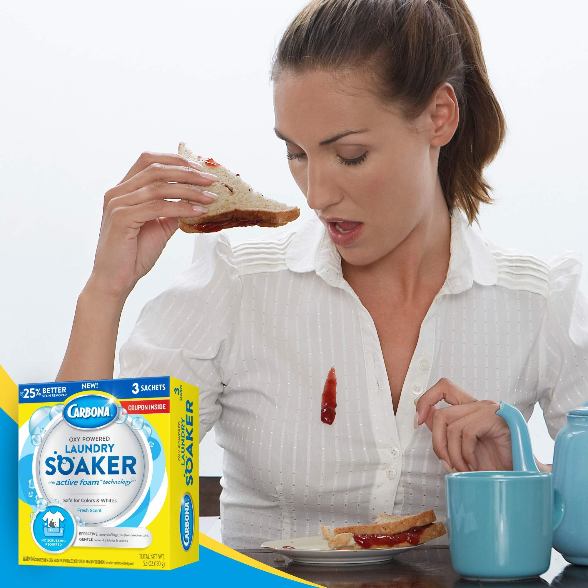 Carbona Oxy Powered Laundry Soaker With Active Foam Technology | Powerful Stain Remover | Chlorine Bleach Free | Safe On Colors & Whites | 5.3 Oz  2 Pack