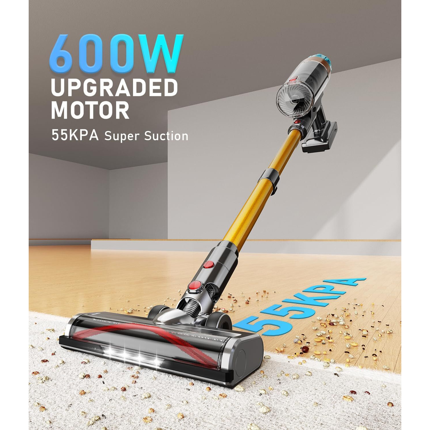 Cordless Vacuum Cleaner 600W 55Kpa Stick Vacuum Up To 55Mins  Vacuum Cleaners For Home Rechargeable Wall Mount Oled Color Screen Anti-Tangled Vacuum For Car Hardwood Floor Carpets Pet Hair Ehbl