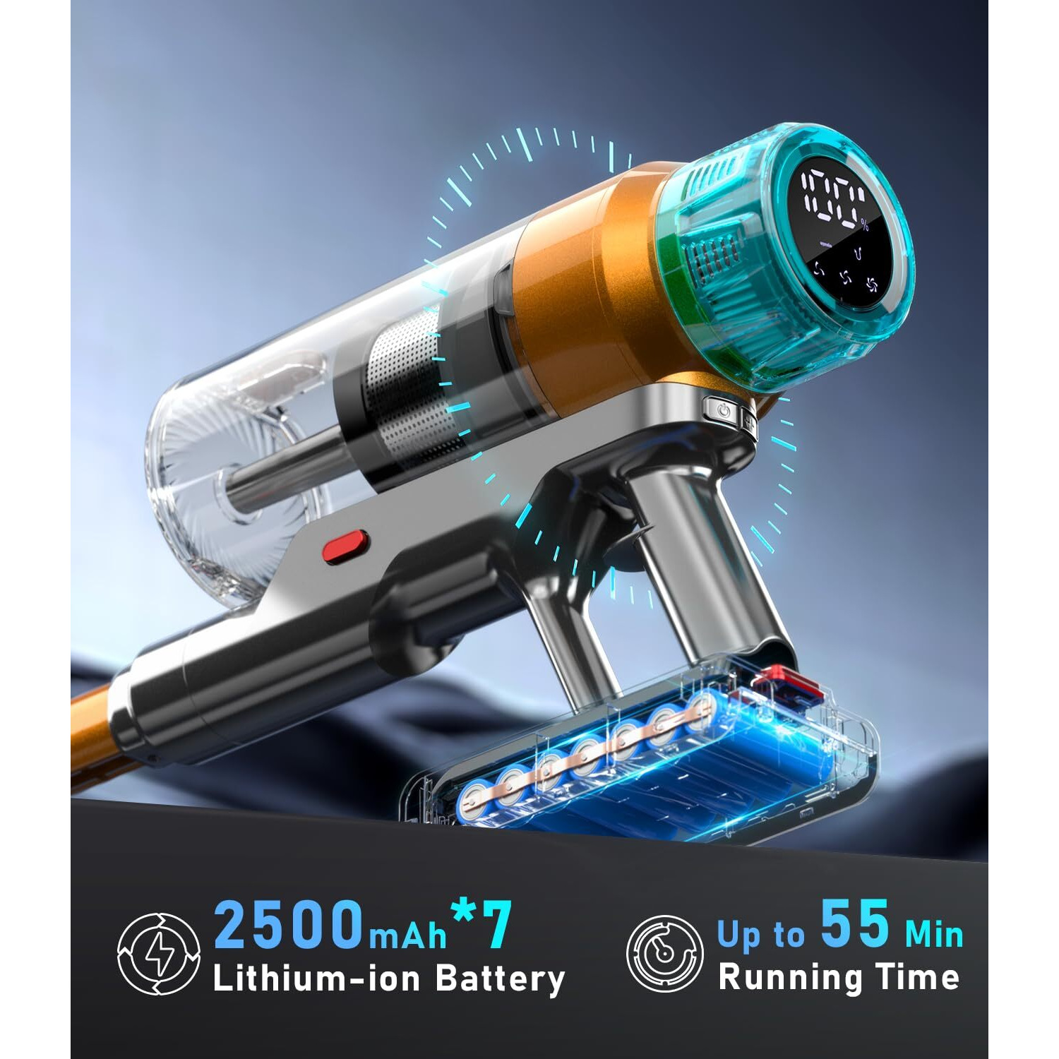 Cordless Vacuum Cleaner 600W 55Kpa Stick Vacuum Up To 55Mins  Vacuum Cleaners For Home Rechargeable Wall Mount Oled Color Screen Anti-Tangled Vacuum For Car Hardwood Floor Carpets Pet Hair Ehbl