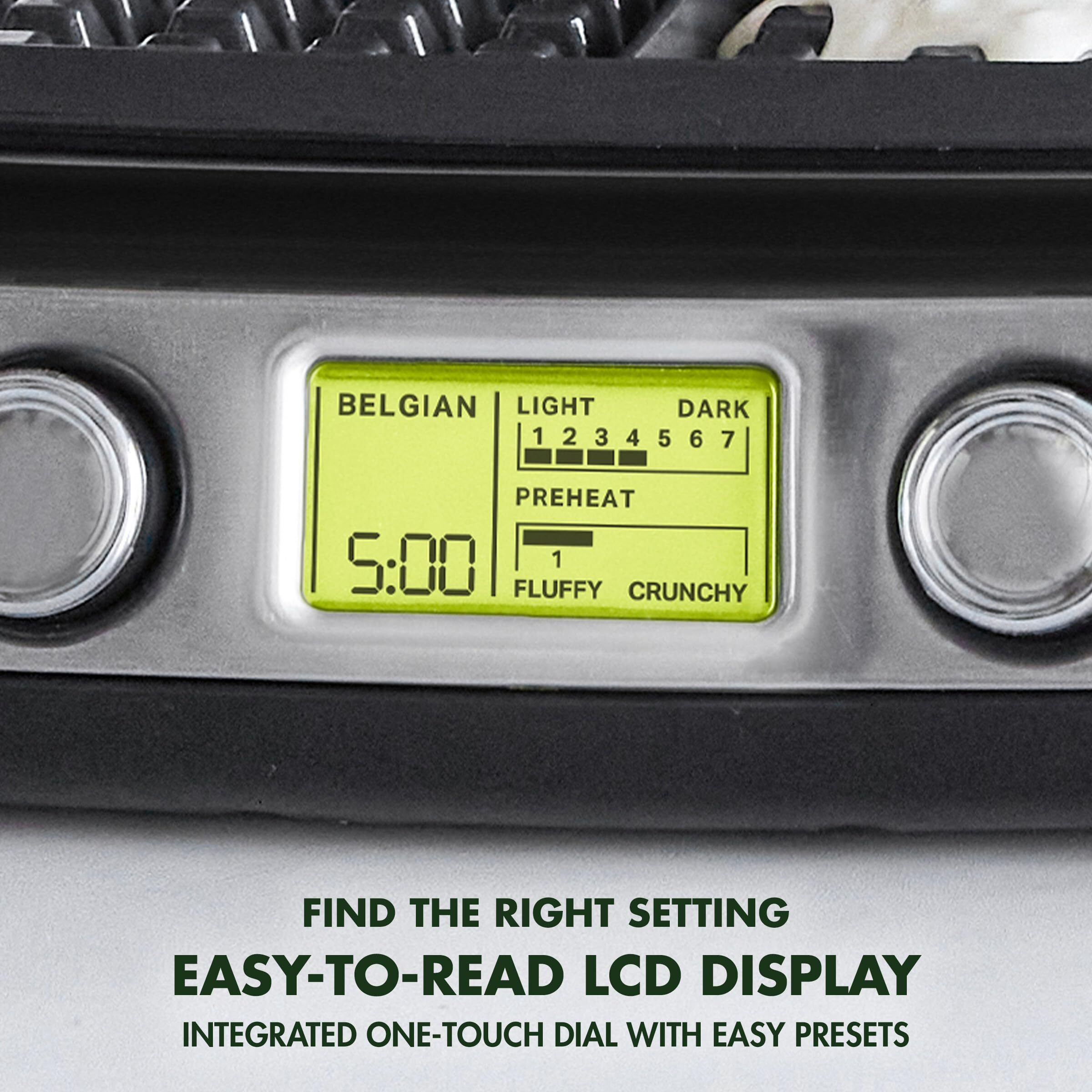 Greenpan Elite 4-Square Belgian & Classic Waffle Iron  Healthy Ceramic Nonstick Aluminum Dishwasher Safe Plates  Adjustable Shade/Crunch Control  Wont Overflow  Easy Cleanup Breakfast  Pfas-Free Black