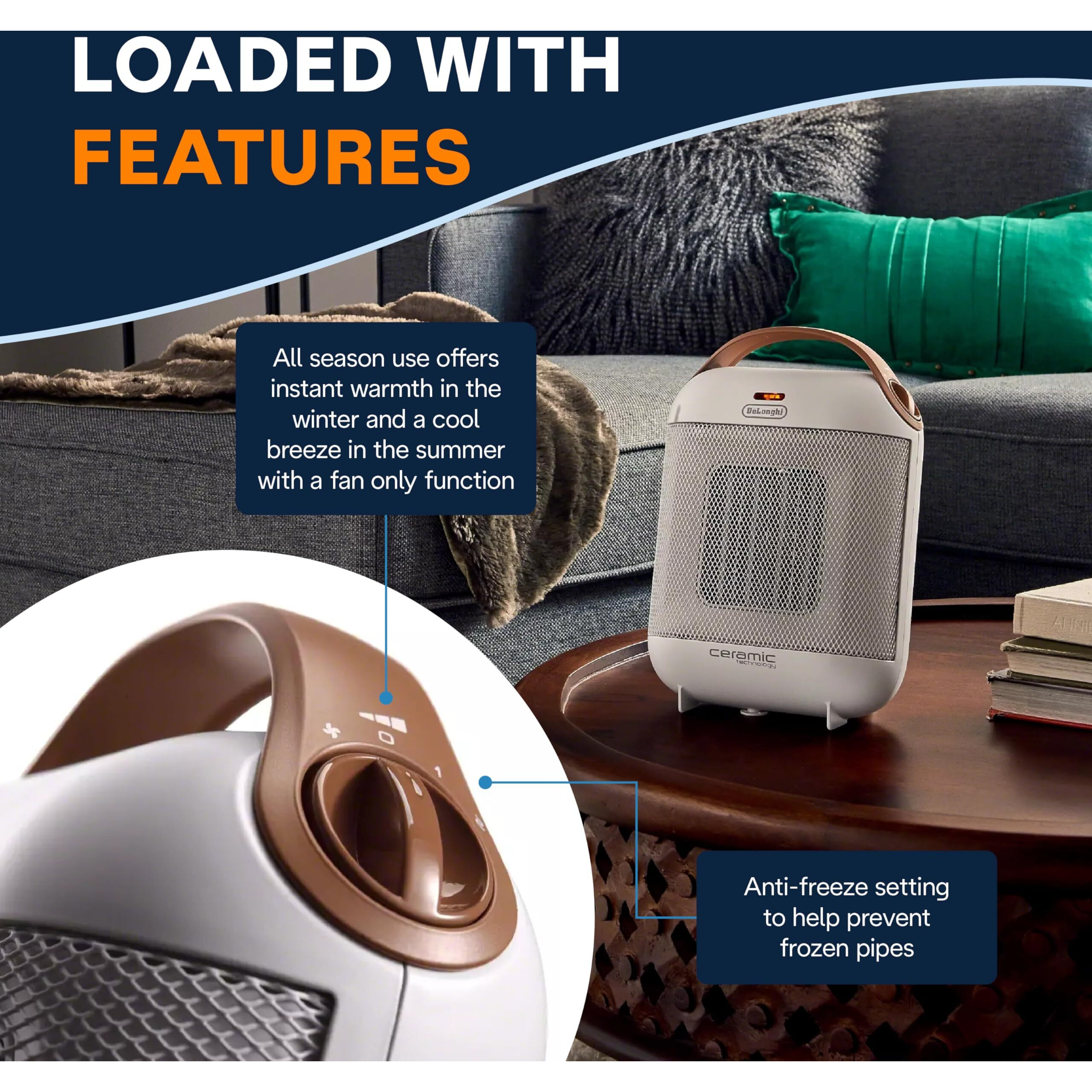 Delonghi Hfx30C15.W Capsule Ceramic Heater  White