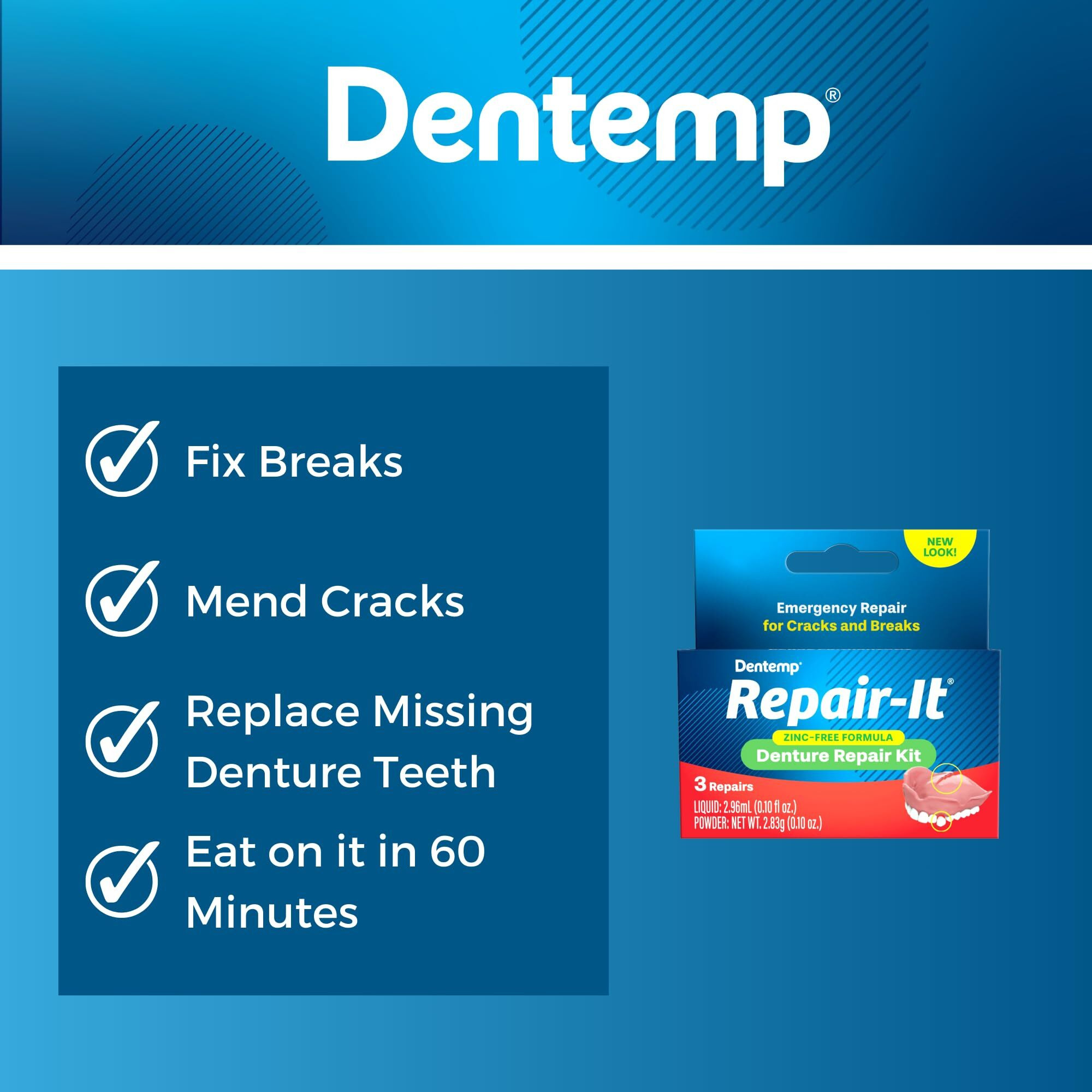 Dentemp Repair-It Denture Repair Kit & Reline-It Denture Reliner - Denture Kit (Multi-Pack) - Refit And Tighten Dentures For Both Upper & Lower Denture - Repair Broken Dentures & Loose Teeth