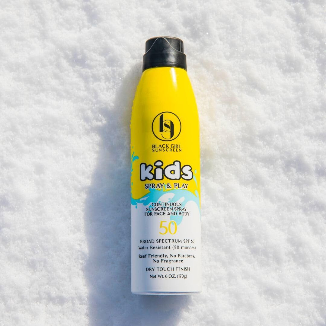 Black Girl Sunscreen Kids Spf 50 Sunscreen Spray N Play Vegan & Water-Resistant Will Not Leave White Residue Dry Touch Finish No Parabens(6 Fl. Oz.)