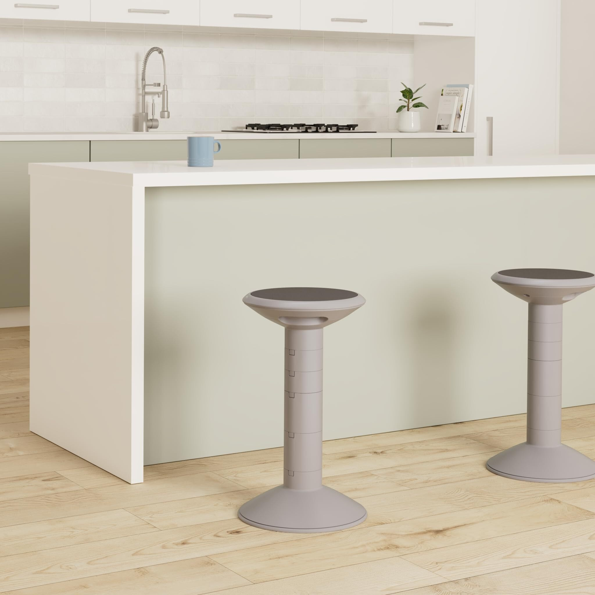 Storex Active Tilt Stool - Ergonomic Seating For Flexible Office Space And Standing Desks  Adjustable 12-24 Inch Height  Gray (00322U01C)