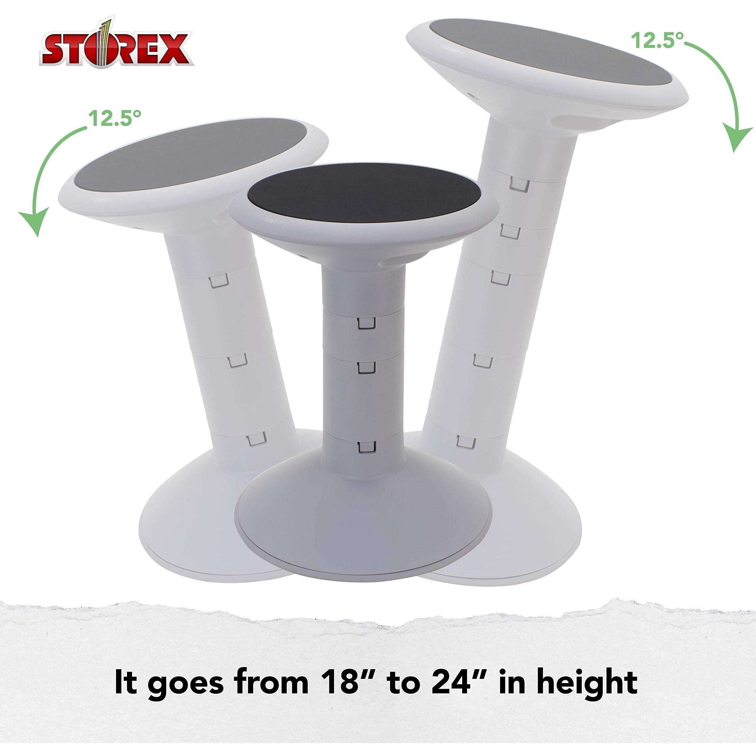 Storex Active Tilt Stool - Ergonomic Seating For Flexible Office Space And Standing Desks  Adjustable 12-24 Inch Height  Gray (00322U01C)