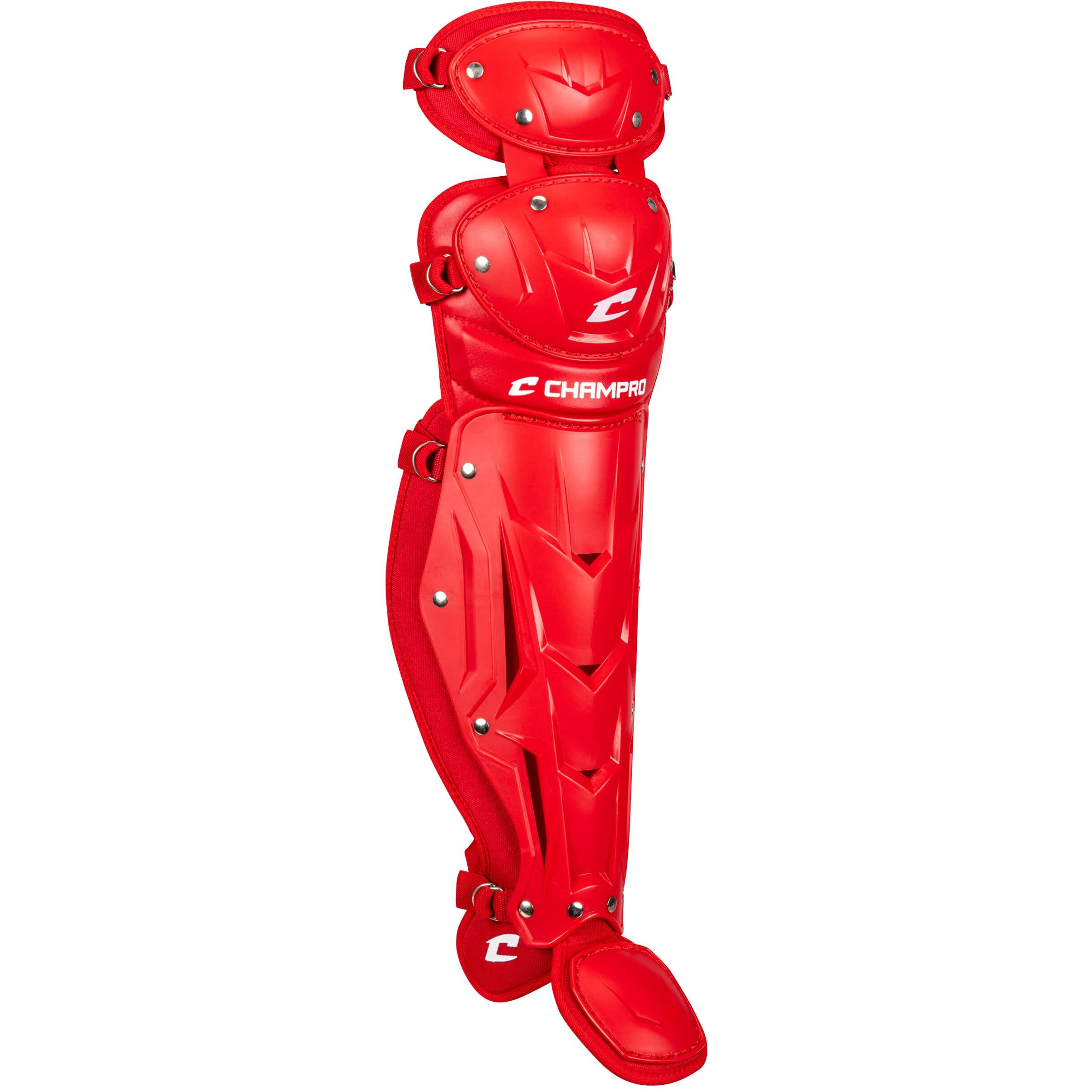 Champro Optimus Mvp Double Knee Baseball Catchers Leg Guards  16.5"" Length  Scarlet  Cg100Sc