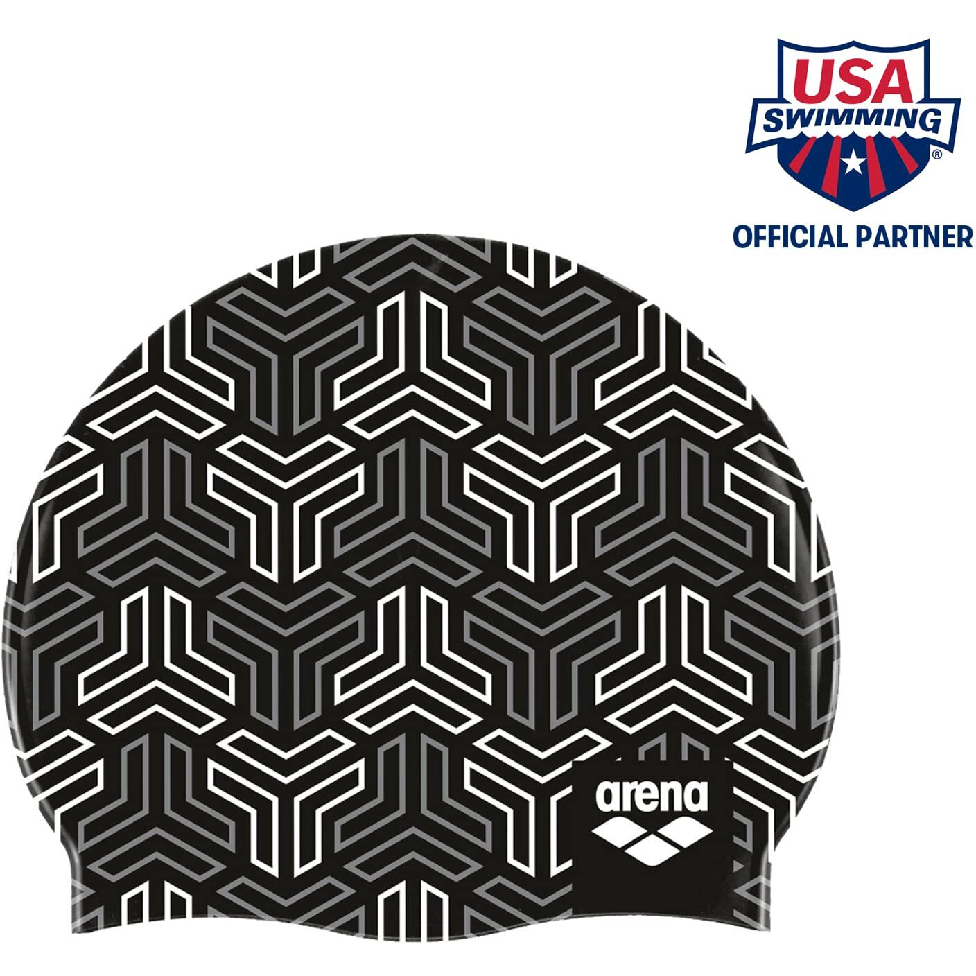 Arena Print 2 Unisex Silicone Swim Cap For Adults  Women And Men Intensive Training Comfortable Non-Slip Long Hair Swimming Hat  X