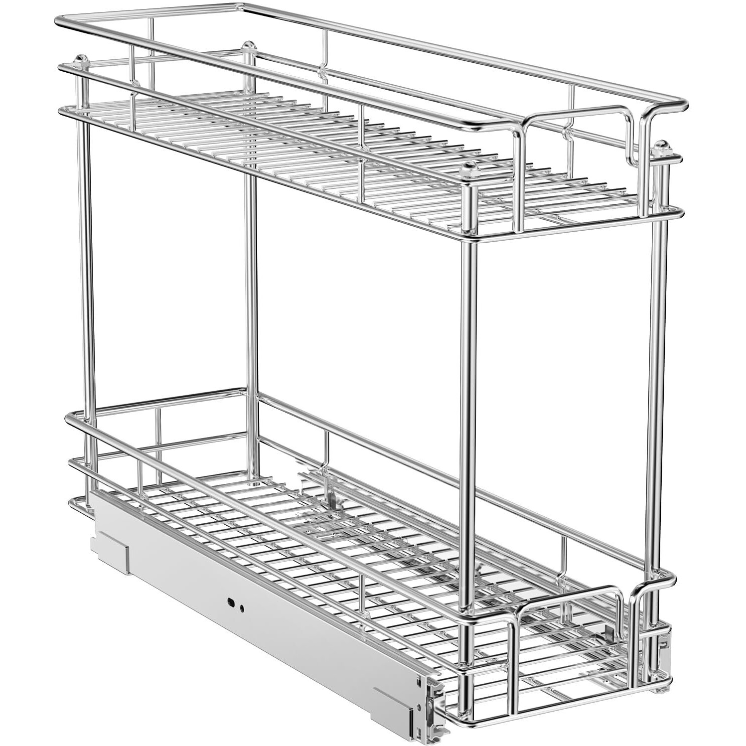 Roomtec 3-Tier Pull Out Cabinet Organizer Spice Rack For Narrow Cabinet 5"" W X 20"" D  Slide Out Wood Shelves Storage For Kitchen