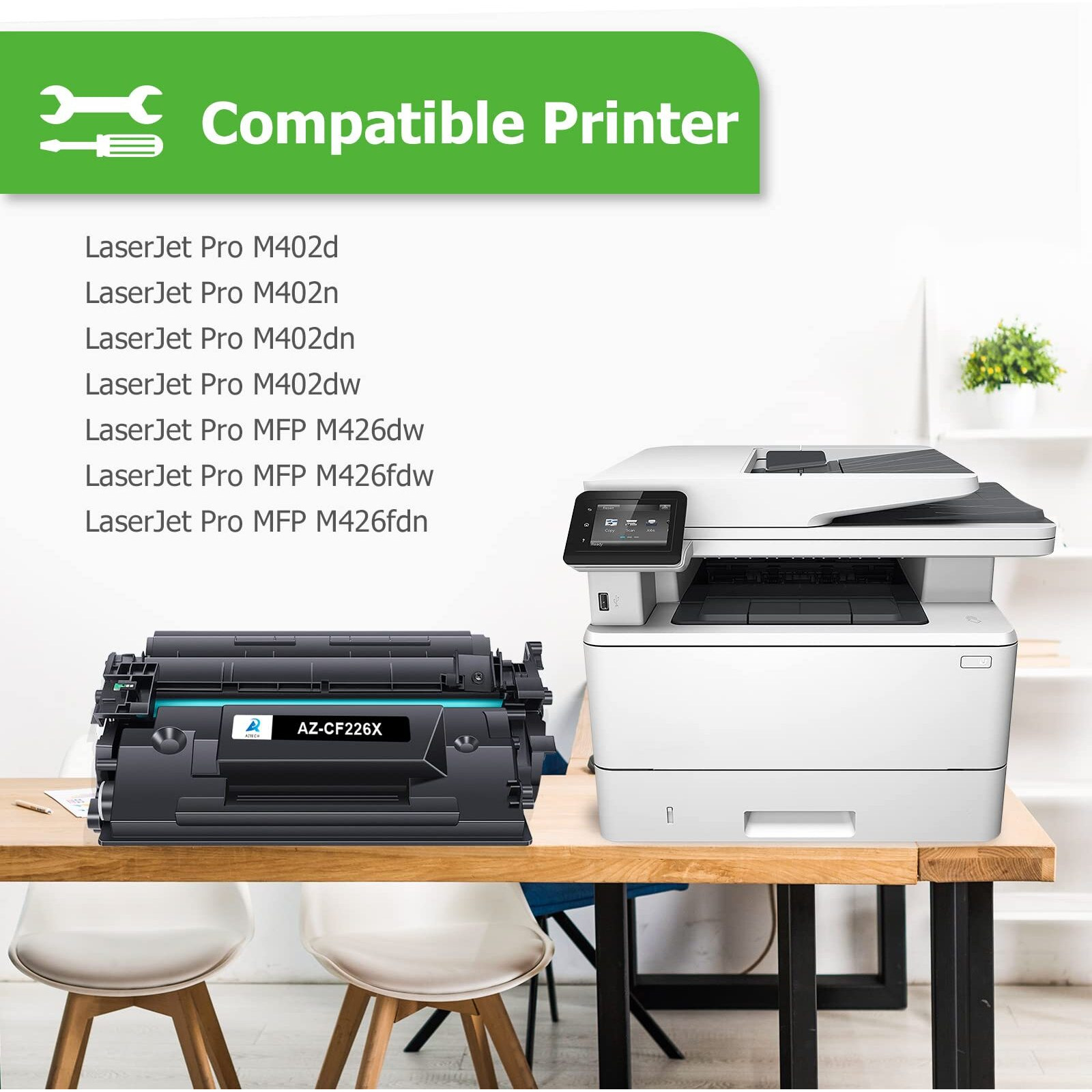 Aztech 26X Cf226X Toner Cartridge 2 Pack High Yield Compatible Replacement For Hp 26X Cf226X 26A Cf226A Pro M402Dn M402N M402Dw Pro Mfp M426Fdw M426Fdn M426Dw Cf226Xc Printer Ink (Black 2-Pack)