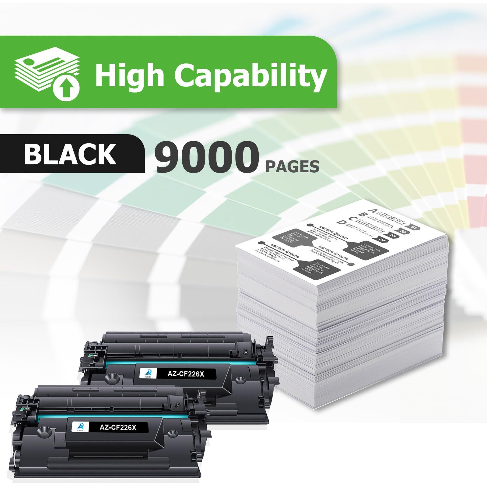 Aztech 26X Cf226X Toner Cartridge 2 Pack High Yield Compatible Replacement For Hp 26X Cf226X 26A Cf226A Pro M402Dn M402N M402Dw Pro Mfp M426Fdw M426Fdn M426Dw Cf226Xc Printer Ink (Black 2-Pack)