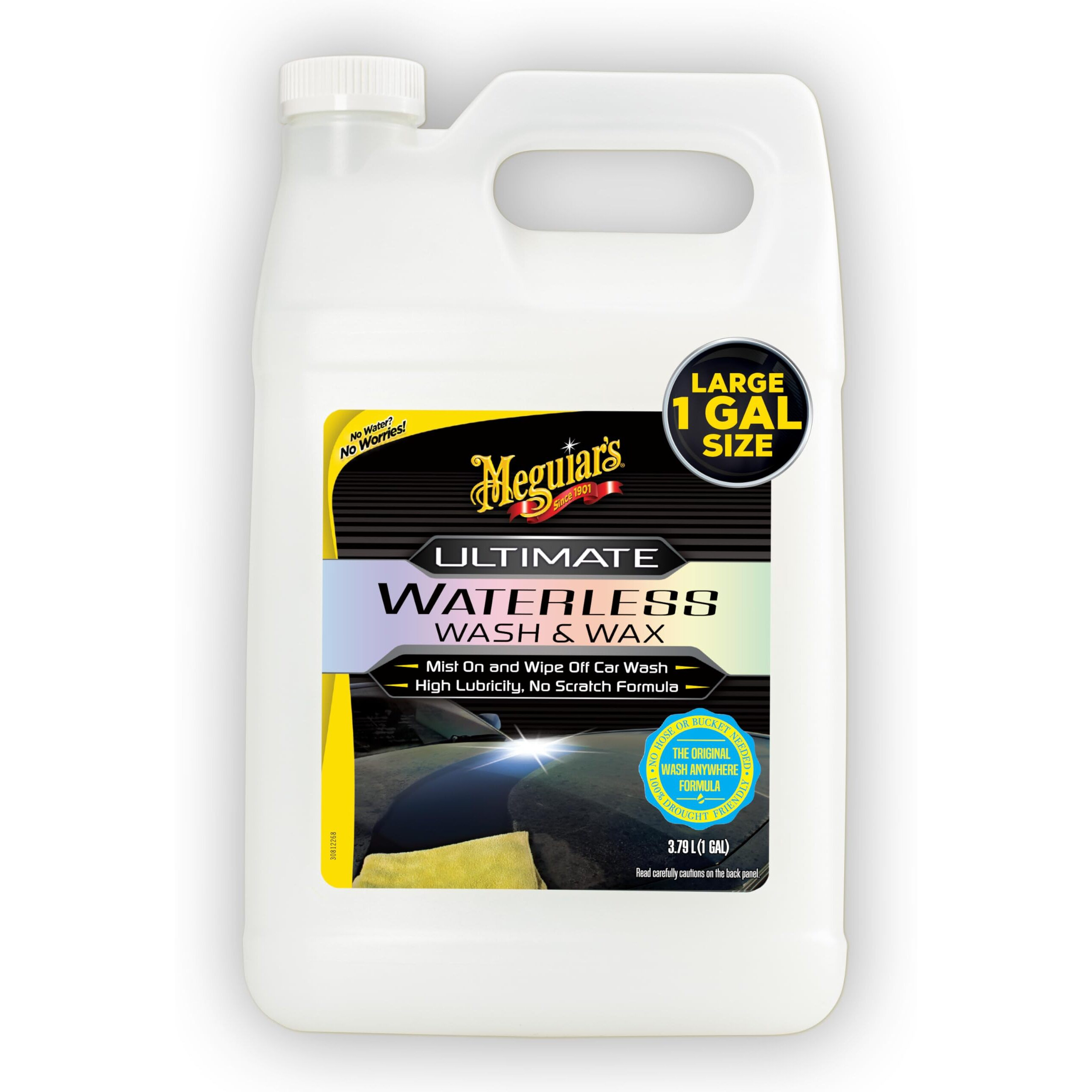 Meguiar's Ultimate Waterless Wash & Wax  Scratch-Free Waterless Car Cleaning Spray That Makes Detailing Quick And Easy  2-In-1 Cleaner And Protection To Help Your Ride Shine  1 Gallon (128 Oz)